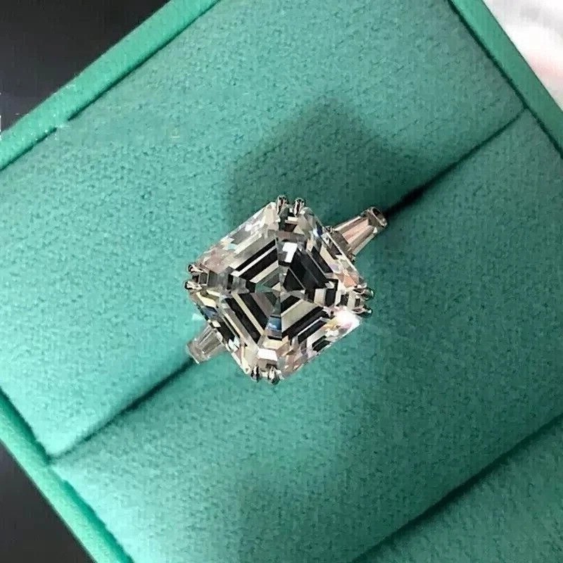 2.5Ct Asscher Cut VVS1 Lab Created Diamond Engagement 14K White Gold Finish Ring