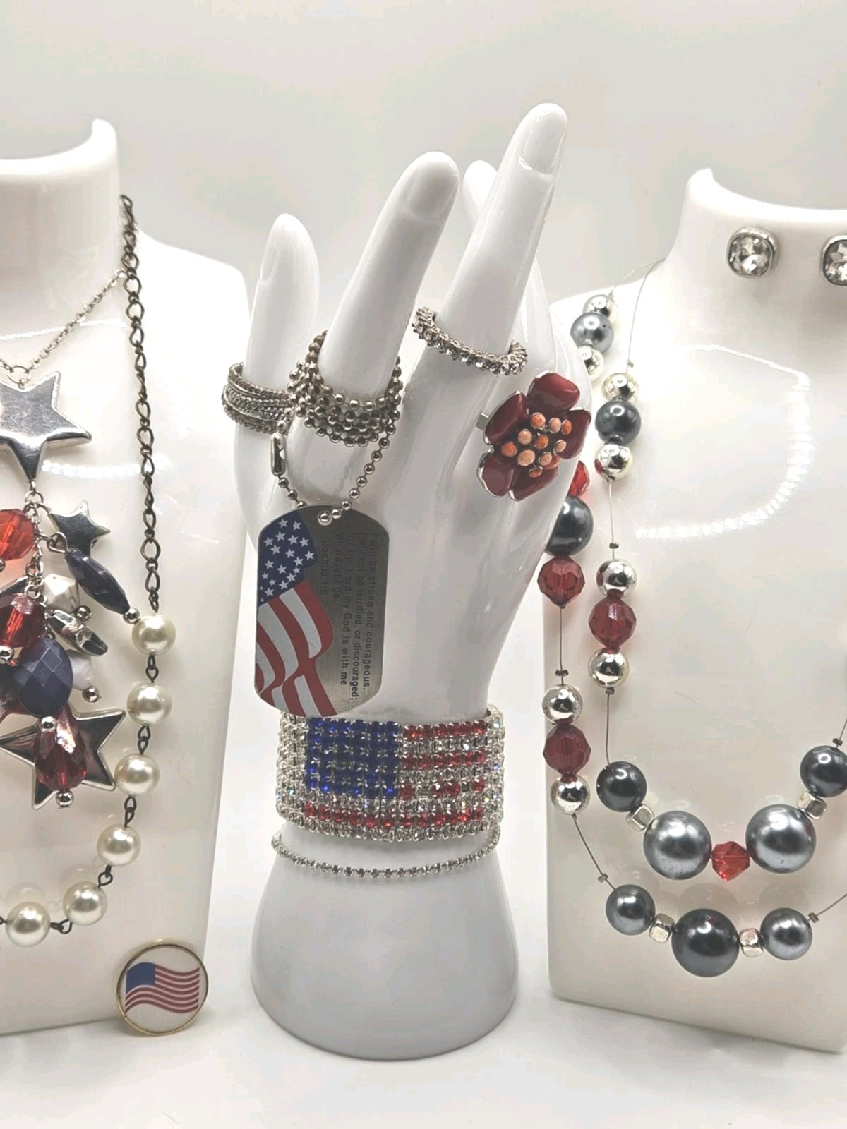 Jewelry Lot Bracelets Earrings Rings Lot Some Vintage 11 Pieces Dog Tag Costume