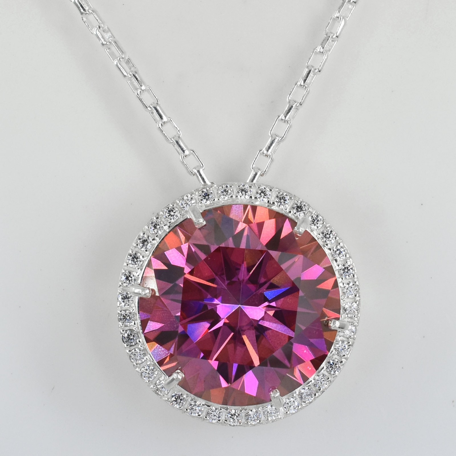 RARE 14 Ct Pink Diamond Solitire Necklace-Amazing Shine-FREE Diamond Studs