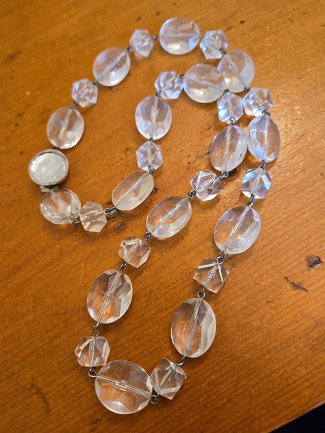 Clear 22″Beaded Vintage West Germany Plastic Glass Neckkace