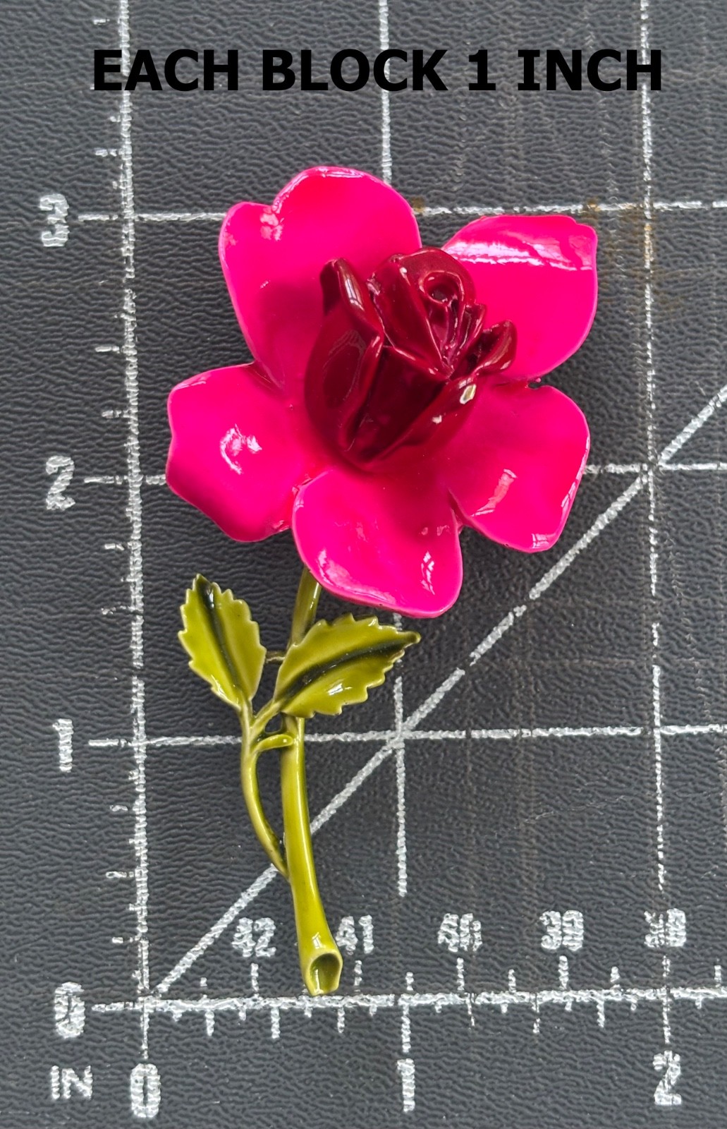 Vintage signed ART hot pink ROSE flower brooch~Flower PIN~1960s~Arthur Pepper