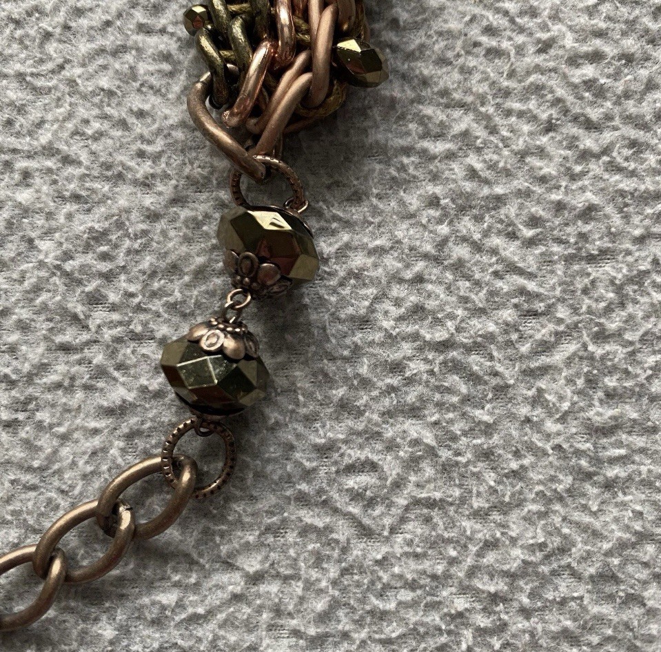 Chainmaille Statement Necklace 21” Copper Bronze Color Byzantine 4n1 Chain Weave