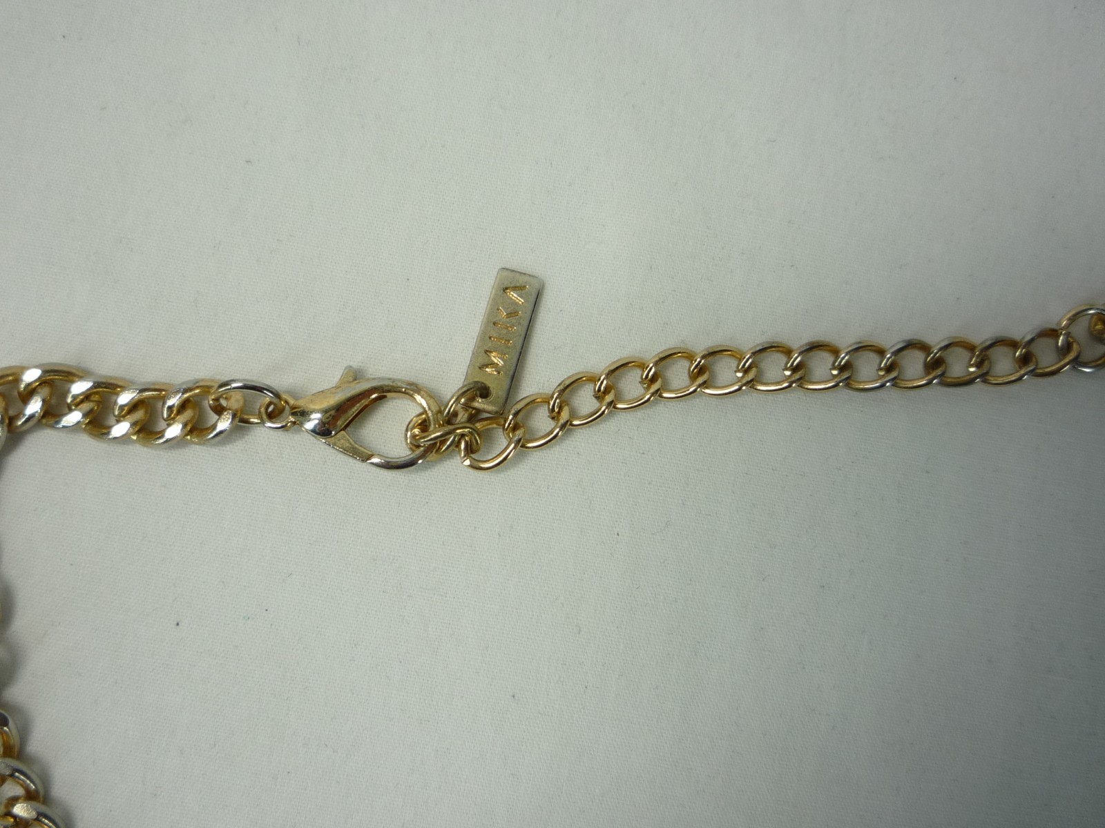 Mika Signed Statement Modernist Necklace Gold Tone USA Seller