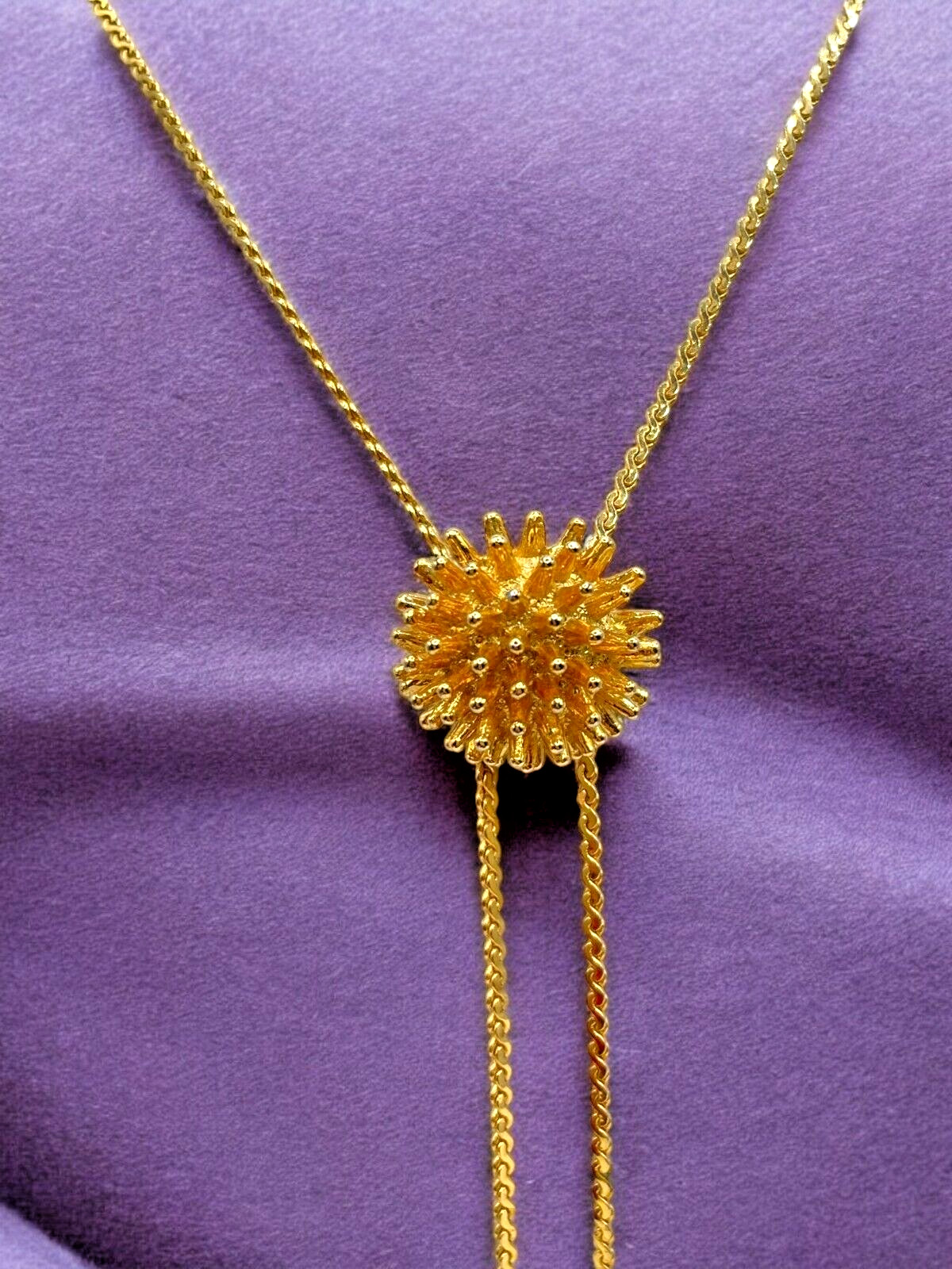 VTG Statement Gold-tone Atomic spiked ball slide-lariat chain necklace