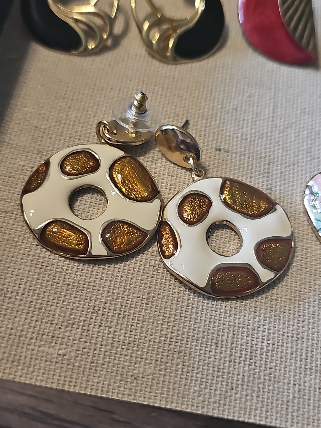 Retro Bright Enamel Post Earring 10 Pair Lot