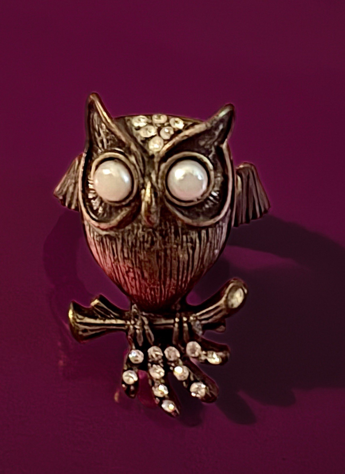 Vintage Mark by Avon Animal Attraction Whimsical Owl Ring Sz 5 Gold Tone Metal