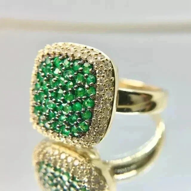 2.75Ct VVS1 Round Cut Lab Created Emerald Anniversary Wedding 14K Gold FN Ring