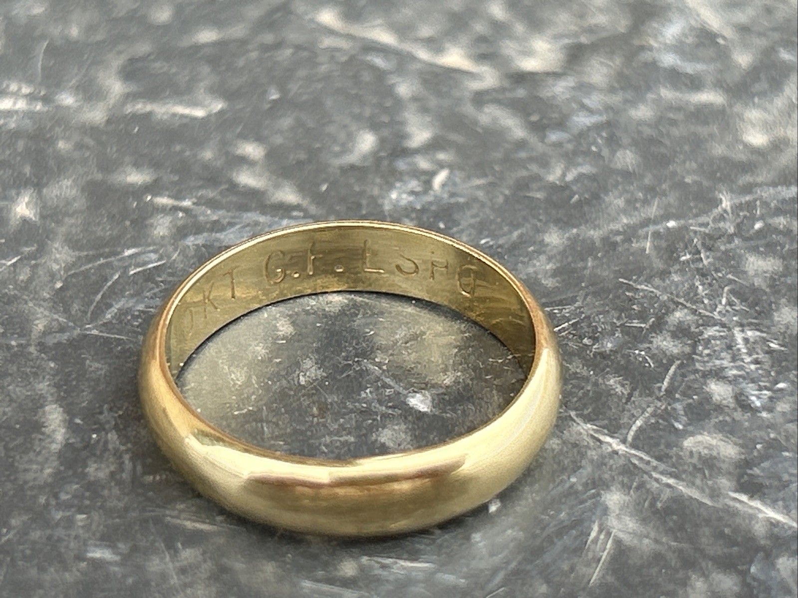 Signed ESPO 10k Gold Filled Ring Wedding Band Size 6 Vintage 4MM Wide Band