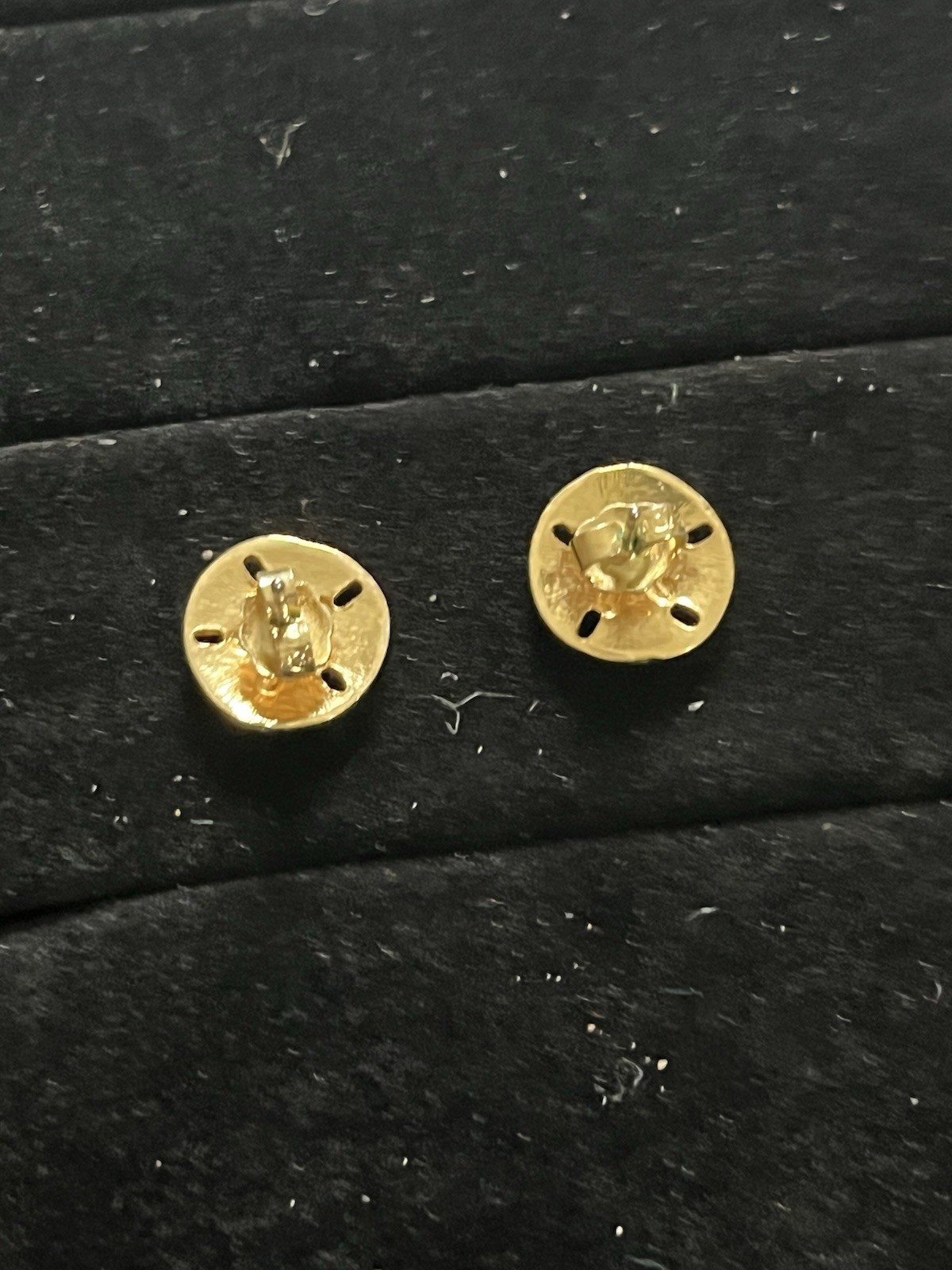 Beach Sand Dollar Gold Tone Star Stud Earrings Vintage Textured Shells Ocean