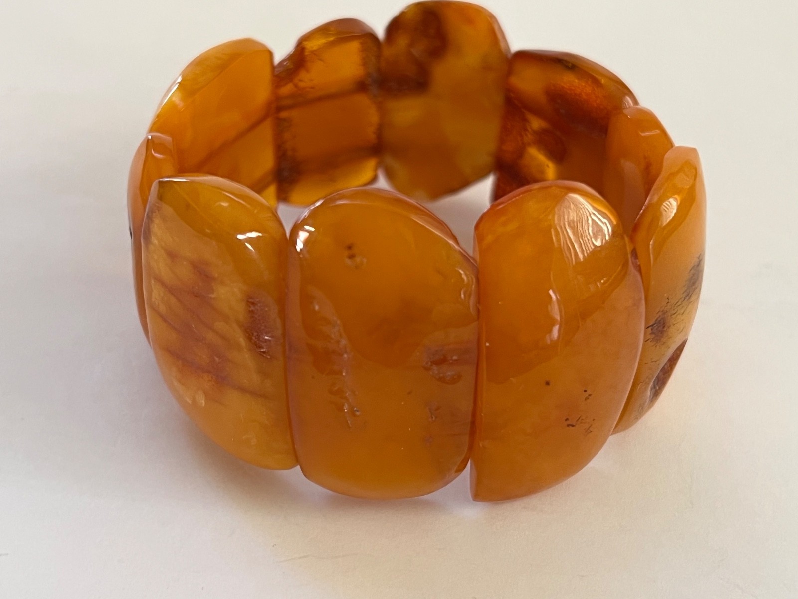 Vintage Baltic Butterscotch AMBER Stretch Elastic BRACELET – 44 Grams