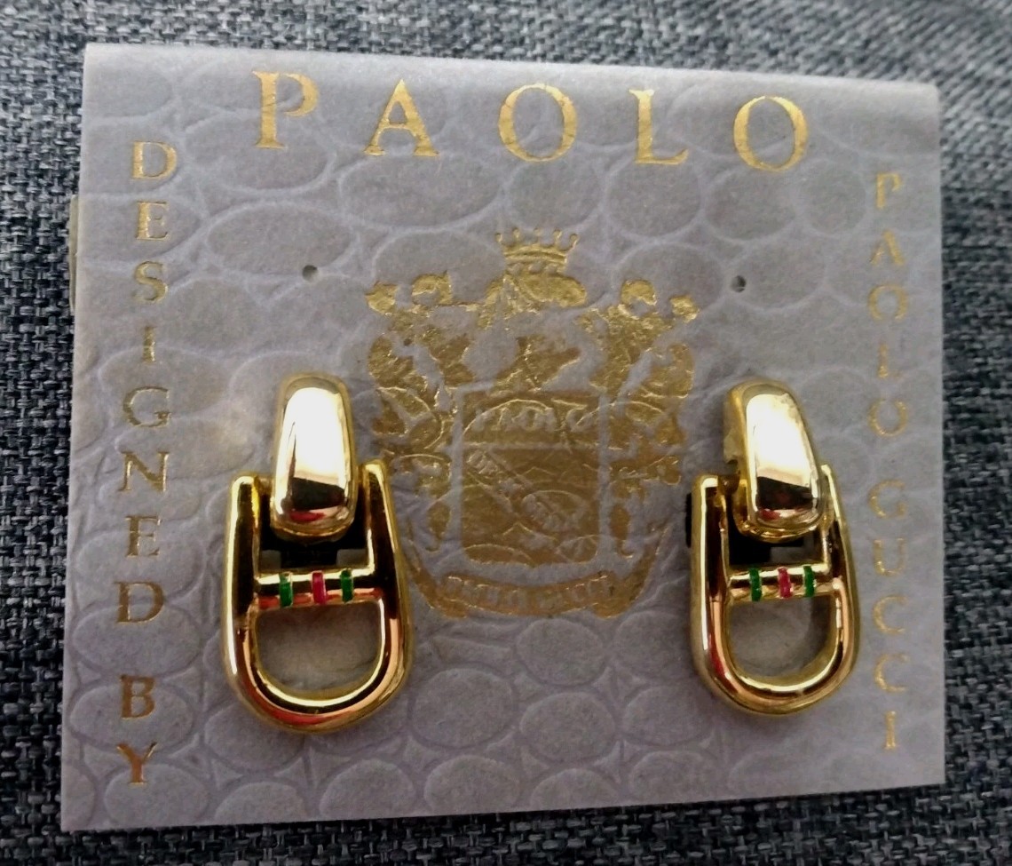 Gucci, Paolo 2 Necklaces, 2 Earrings & 2 Brooches Gold Plated Jewelry Lot Sets