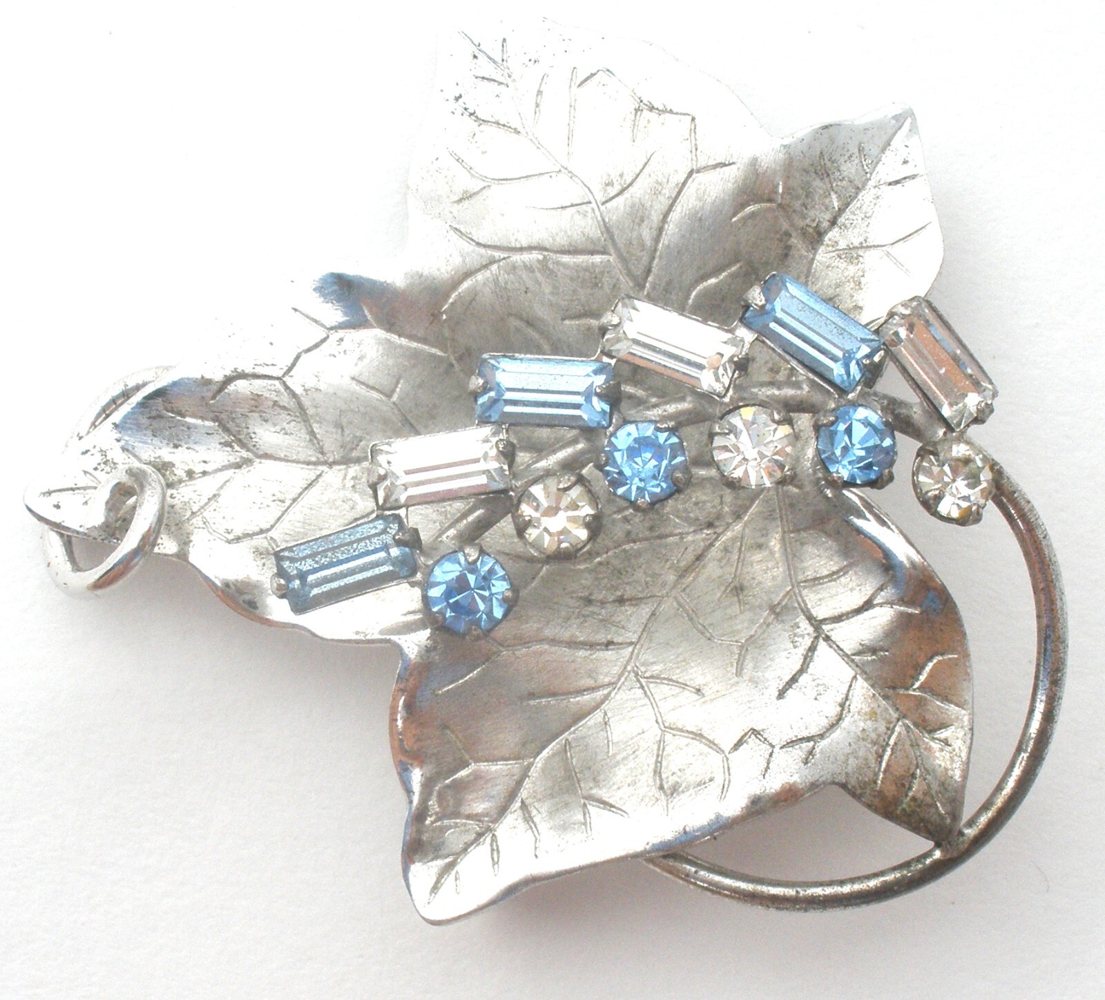 Sterling Silver Brooches Lot of 3 Flower Leaf Art Beau Rhinestone Vintage Pins