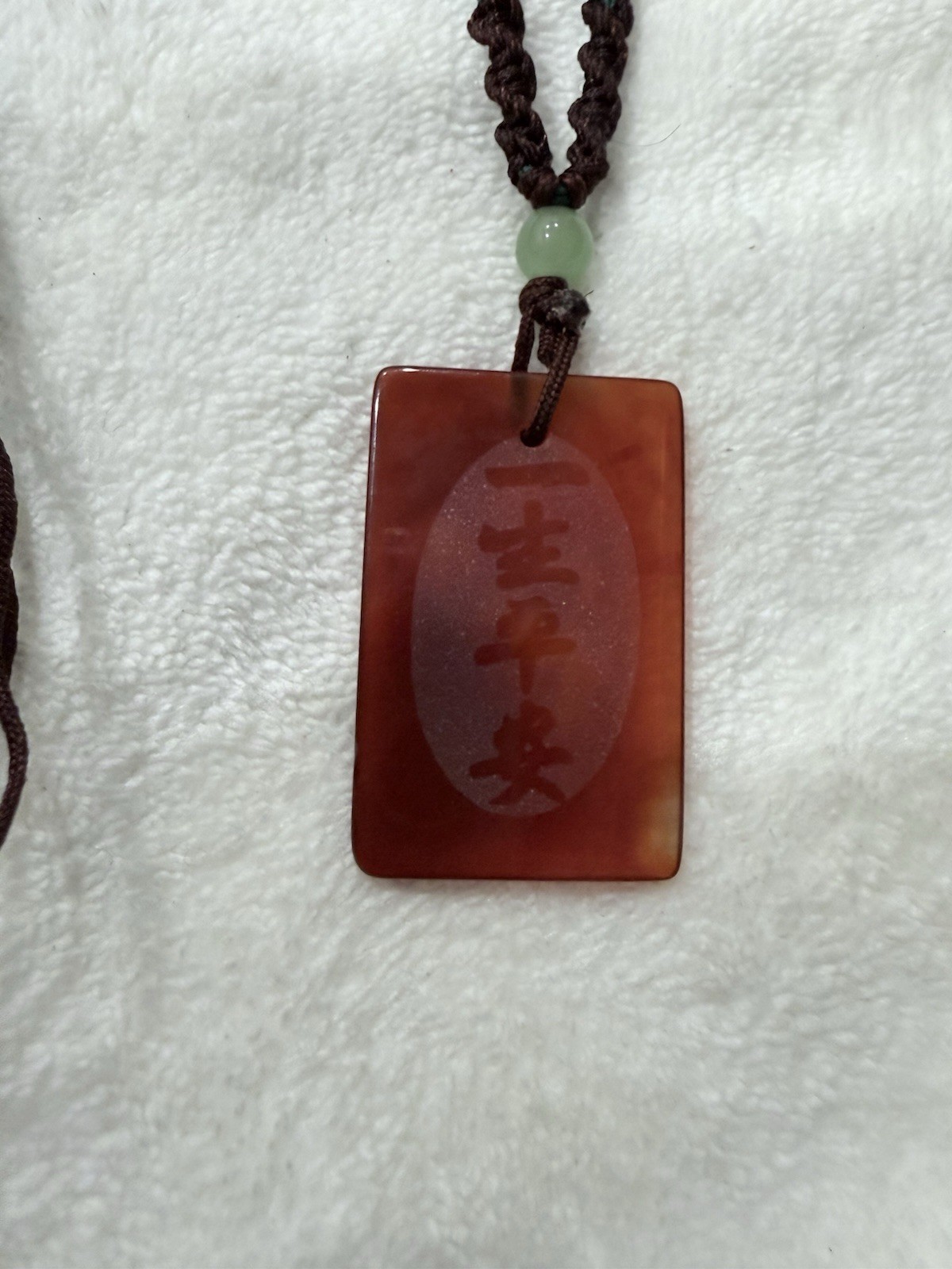 Vintage carnelian necklace pendant with jade