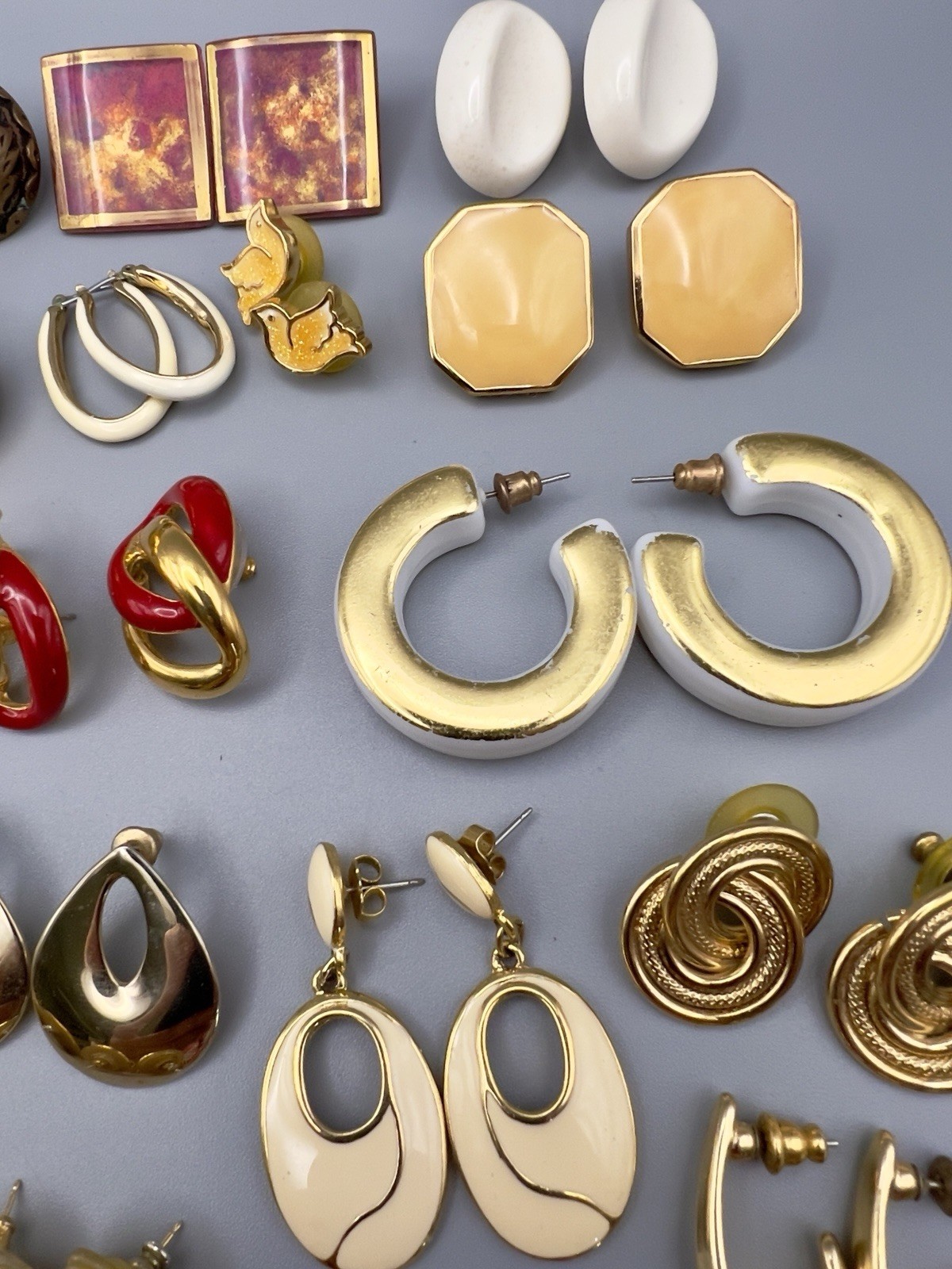 Vintage 1980s Pierced Earring Lot Gold Tone 45 Pairs Monet Trifari
