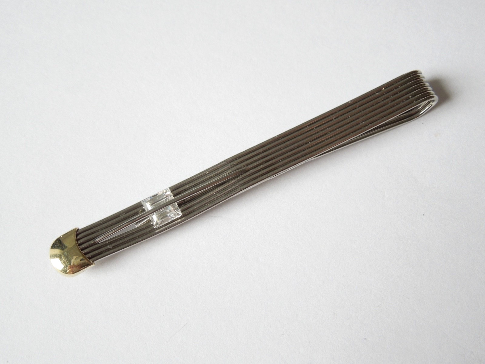 Tie Clip Stainless Steel & 585 Gold Vintage 5.1 g/7.2 x 0.7 cm