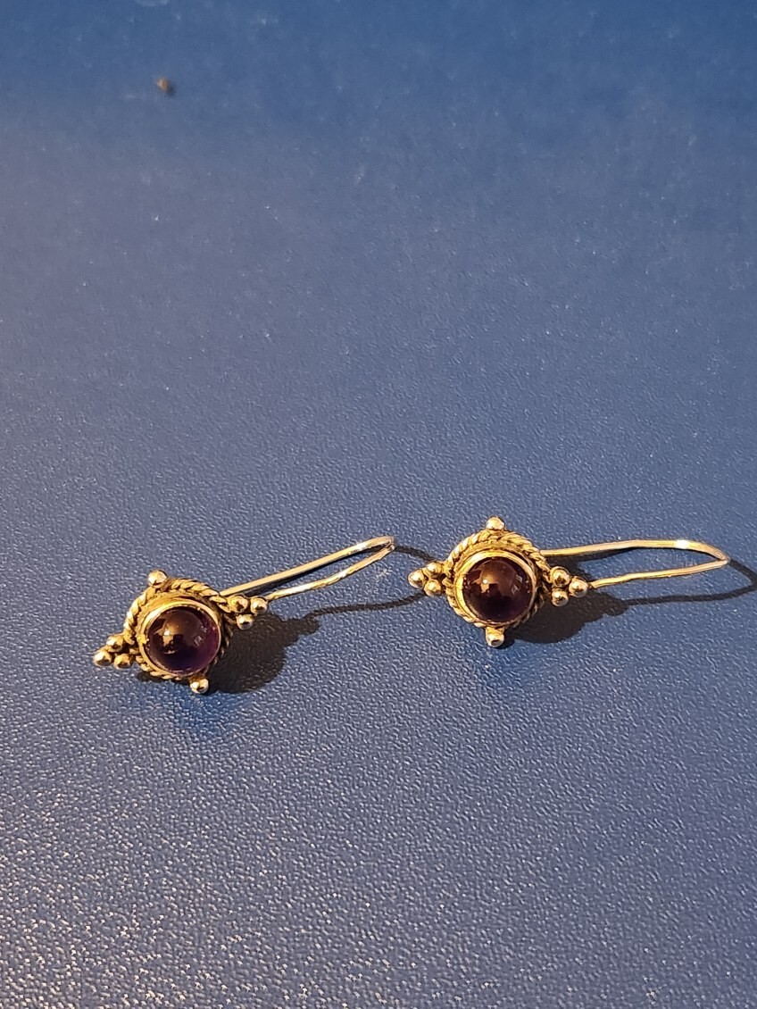 Sterling Silver Purple Stone Dangle Earrings