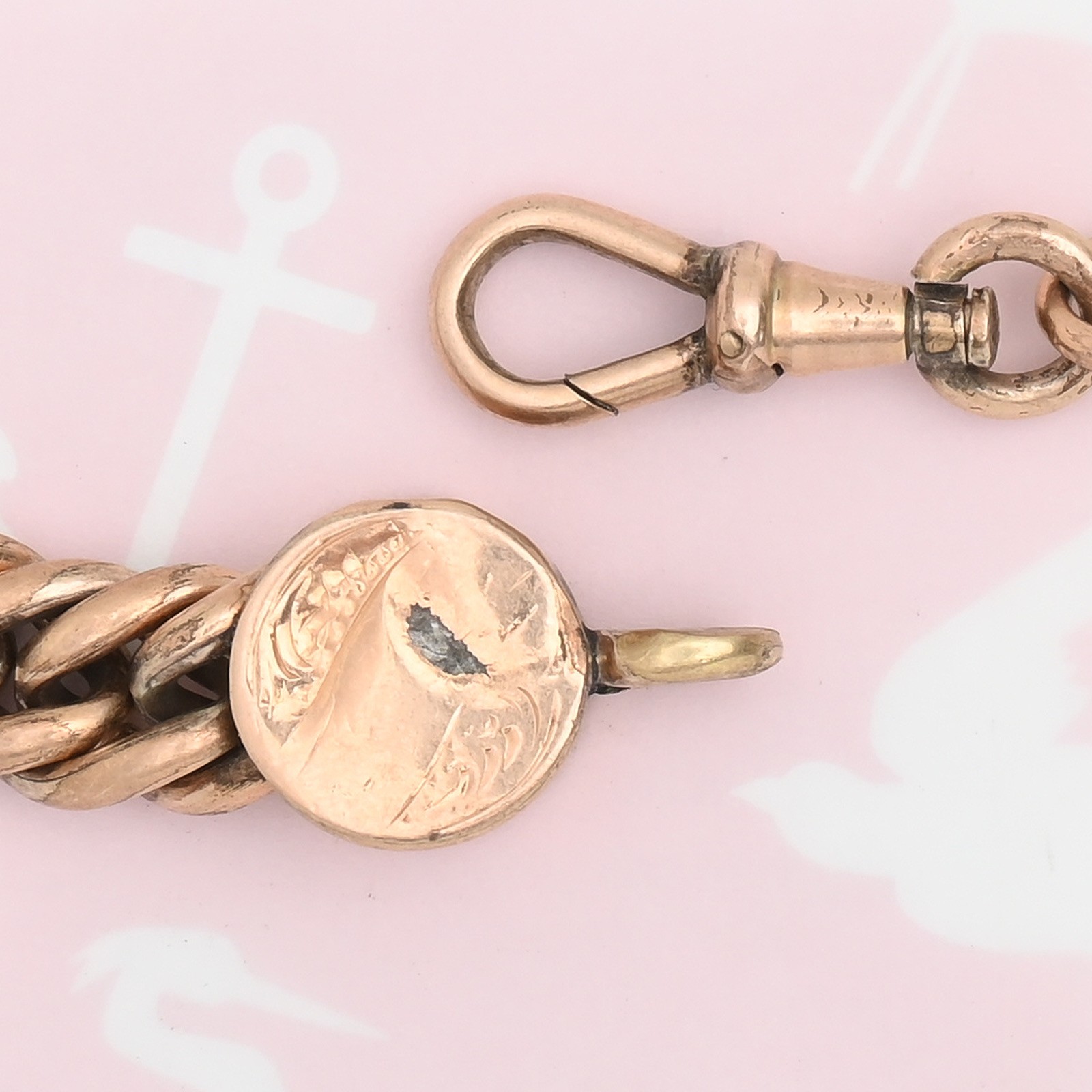 Antique Victorian Upcycled 50gr Rose Gold Filled Fancy Curb 20″ Chain Necklace