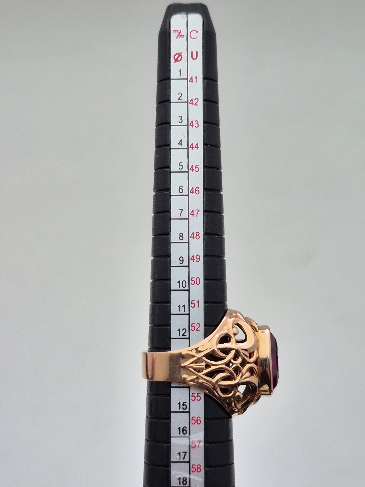 Vintage Soviet 14K Rose Gold Ring 583 with Stone • 11g • Original USSR Jewelry