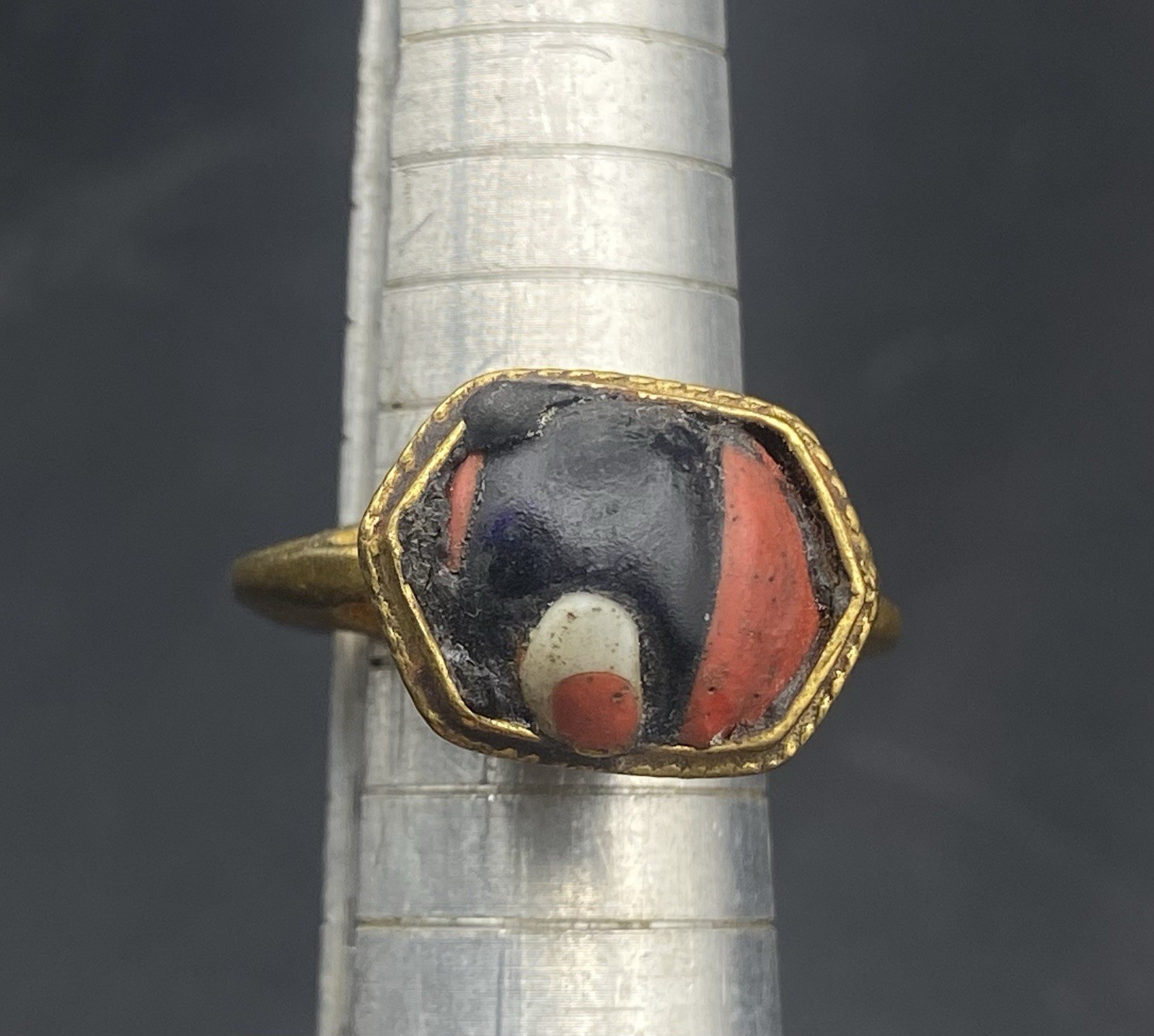 Beautiful Vintage Old Gabri Glass Gold Plated Ring Vintage Ring