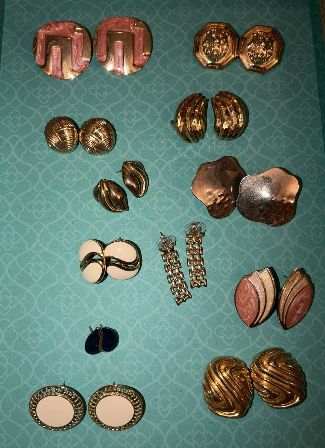 Women’s Fashion vintage Earrings Mixed Lot 12 Pairs Metal