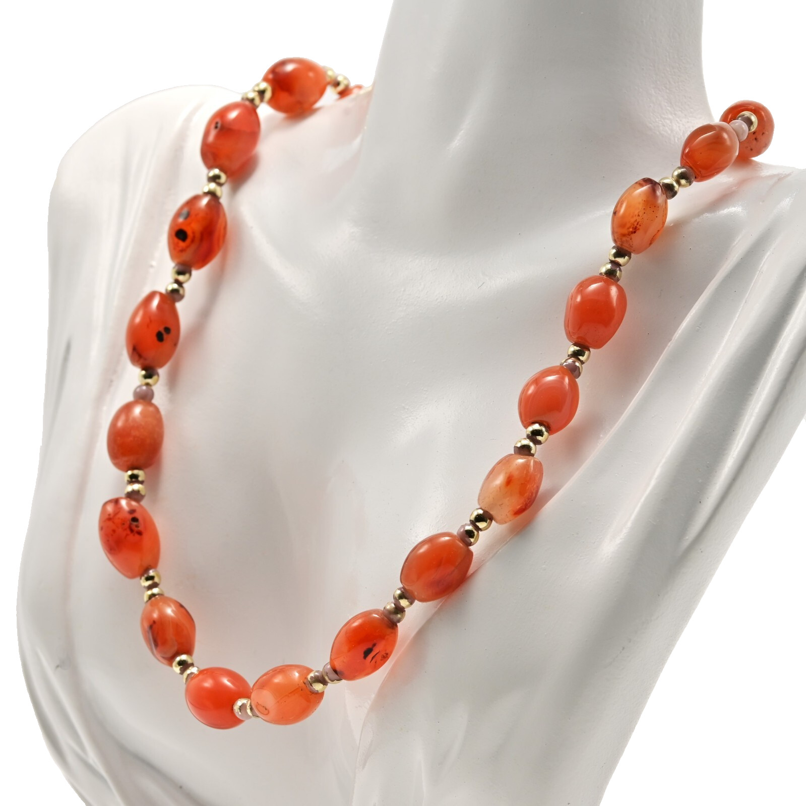 Vintage Original Design Sulaimani Agate Carnelian Bead Gemstone Estate Necklace