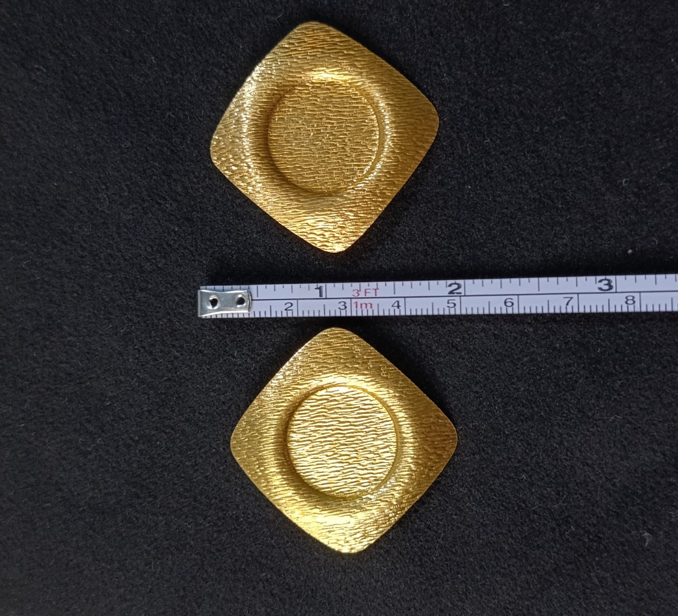 Vintage Gold-Tone Clip-On Earrings Textured Metal Alloy Retro Statement Jewelry