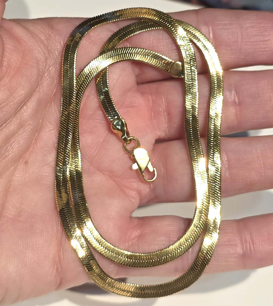 Vintage Gold Plated 4mm Herringbone Chain 18 inch