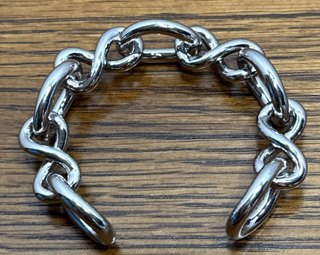 Silver Tone Chunky Cuff Chain Link Bracelet – Modern Fashion