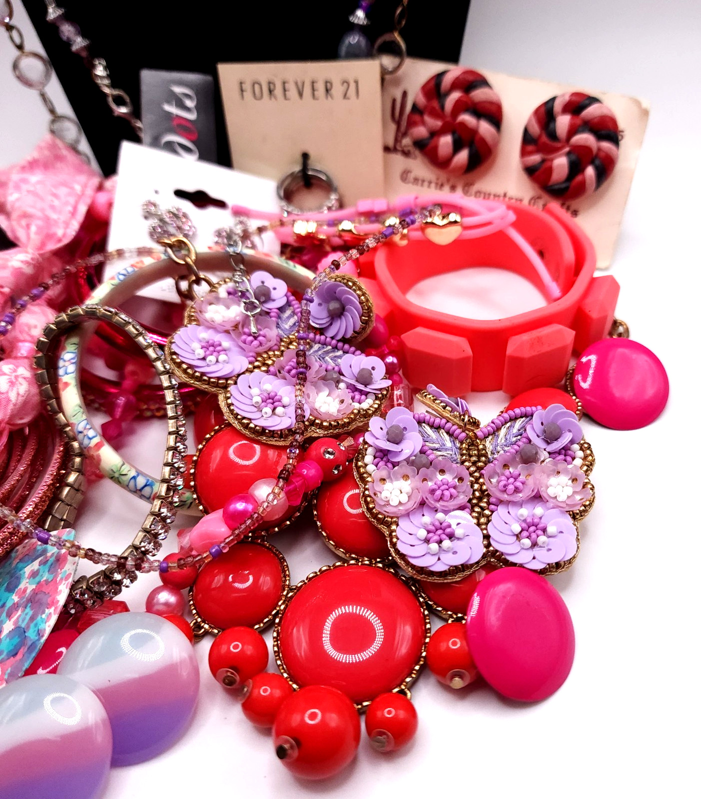 Pink Hue Estate Jewelry Bundle 1lb Mixed Fashion Jewelry Vintage Resale Lot