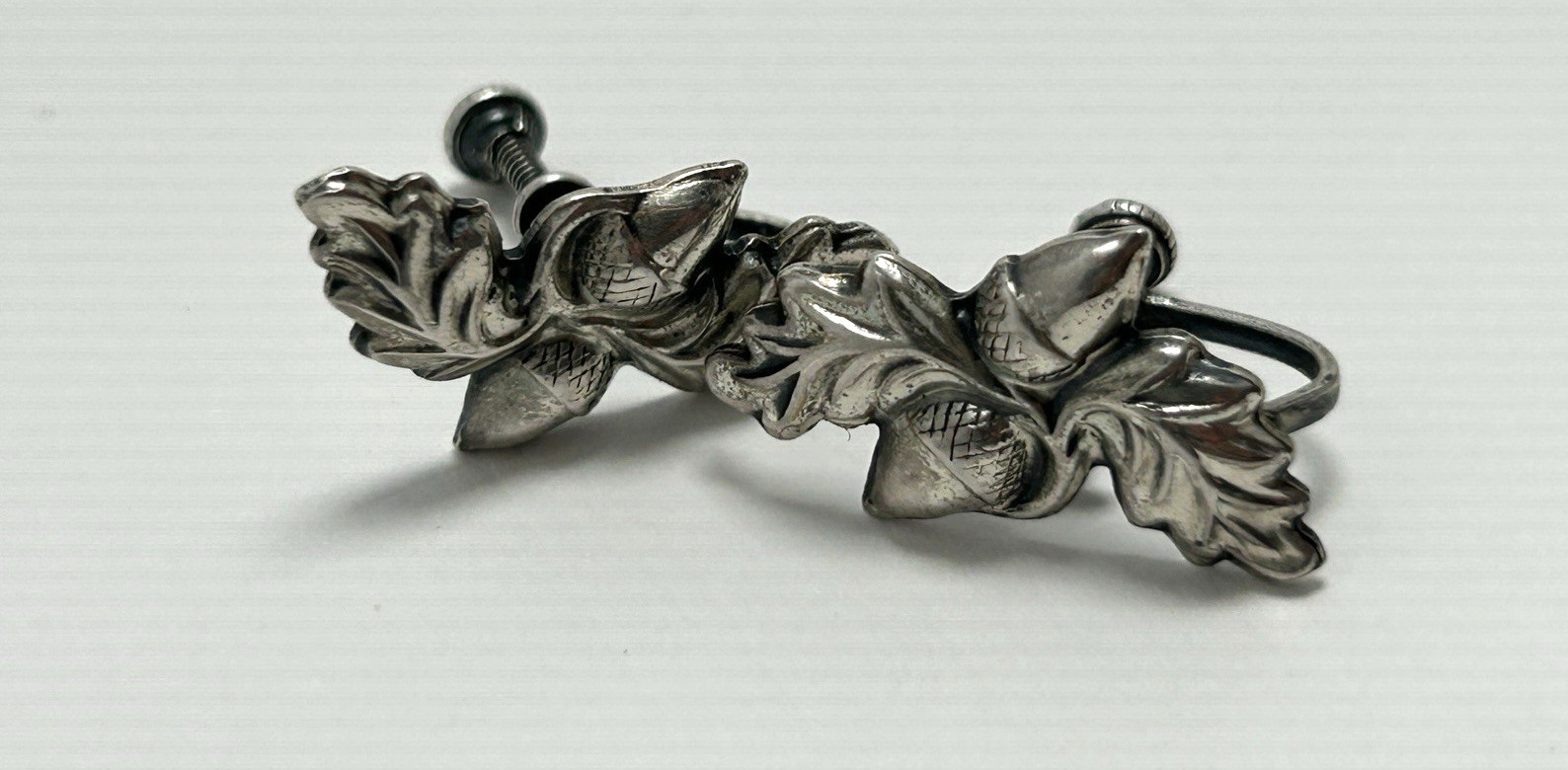 Vintage Danecraft Sterling Silver Acorn Oak Leaf Bracelet Matching Earrings Set
