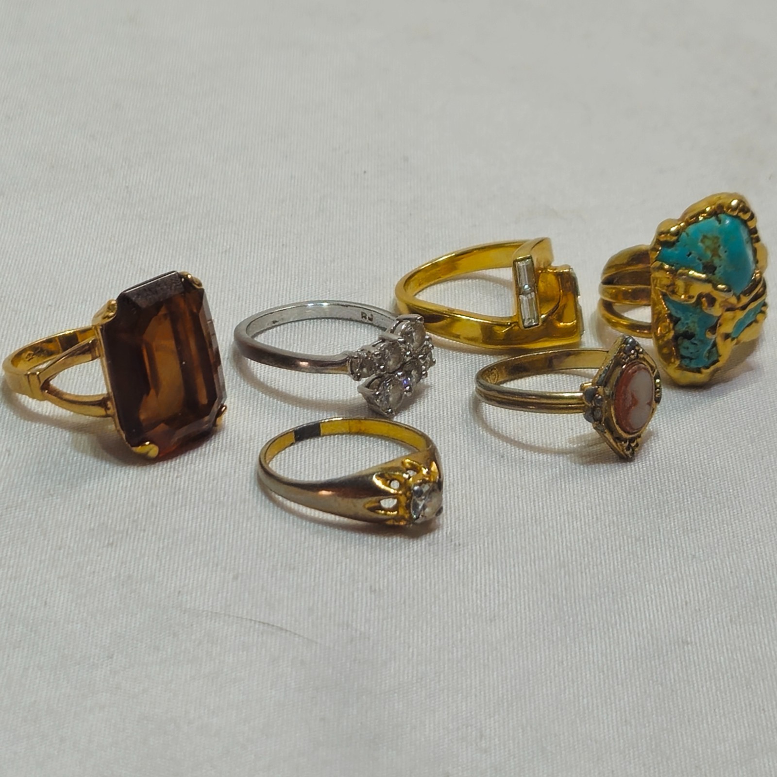 Vintage 6 Pc Assorted Avon & Unsigned Ring Lot Jewelry Mixed Styles and Sizes