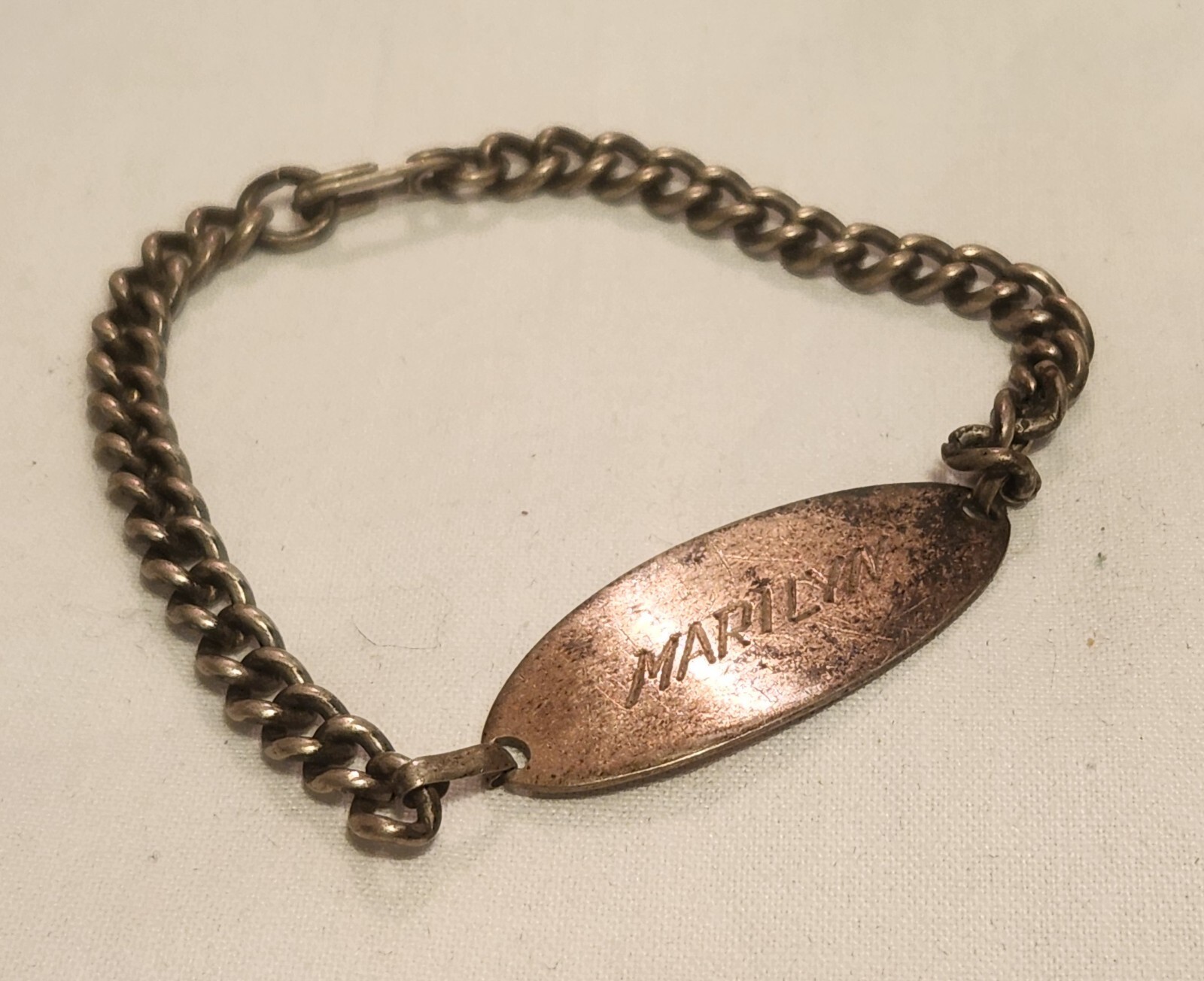 Vintage Sterling LSP Co. “MARILYN” Dog Tag Bracelet