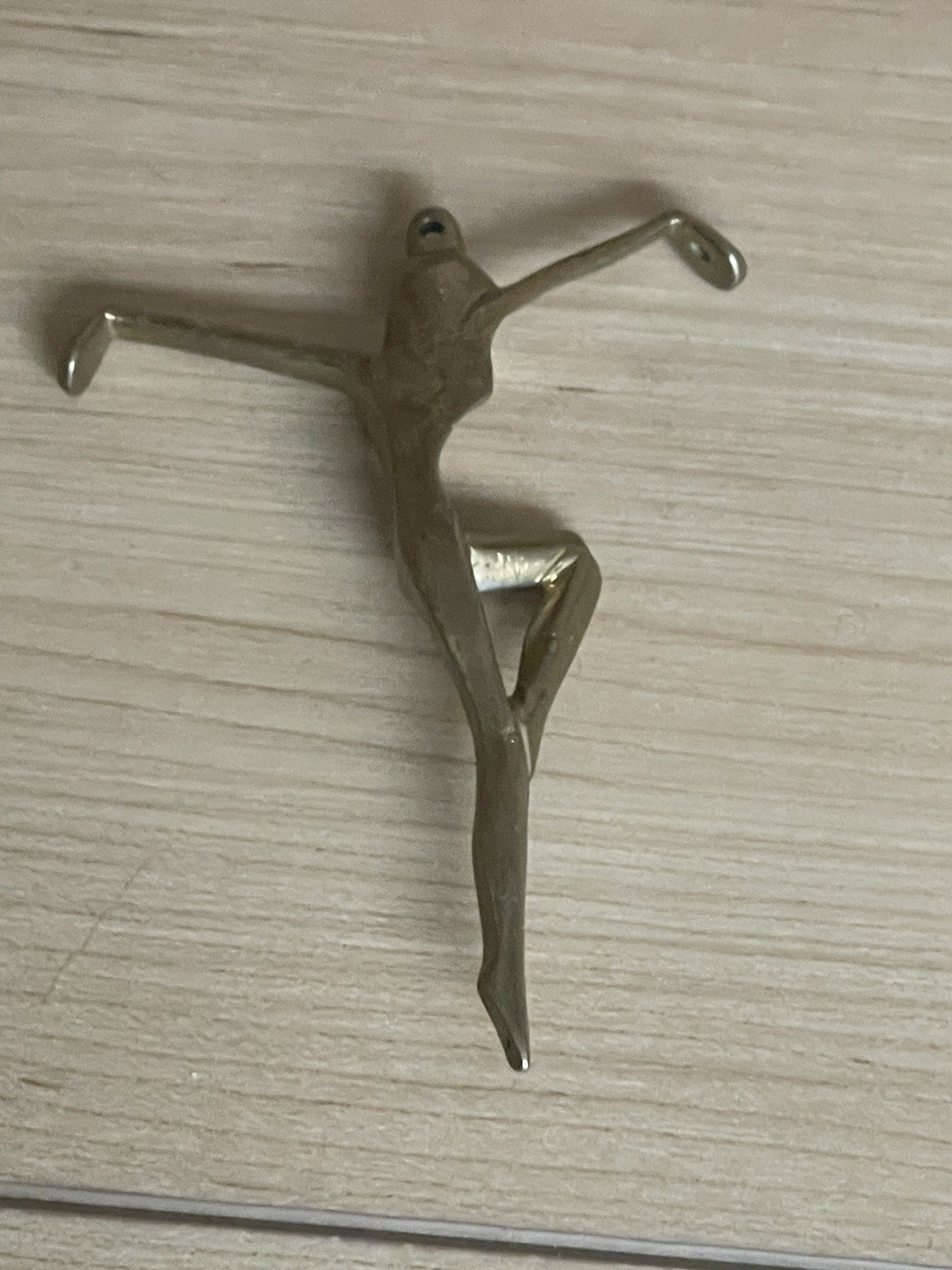 Vintage Brass Abstract Dancer Pendant MCM Figural Art Charm Nude Modernist 3”