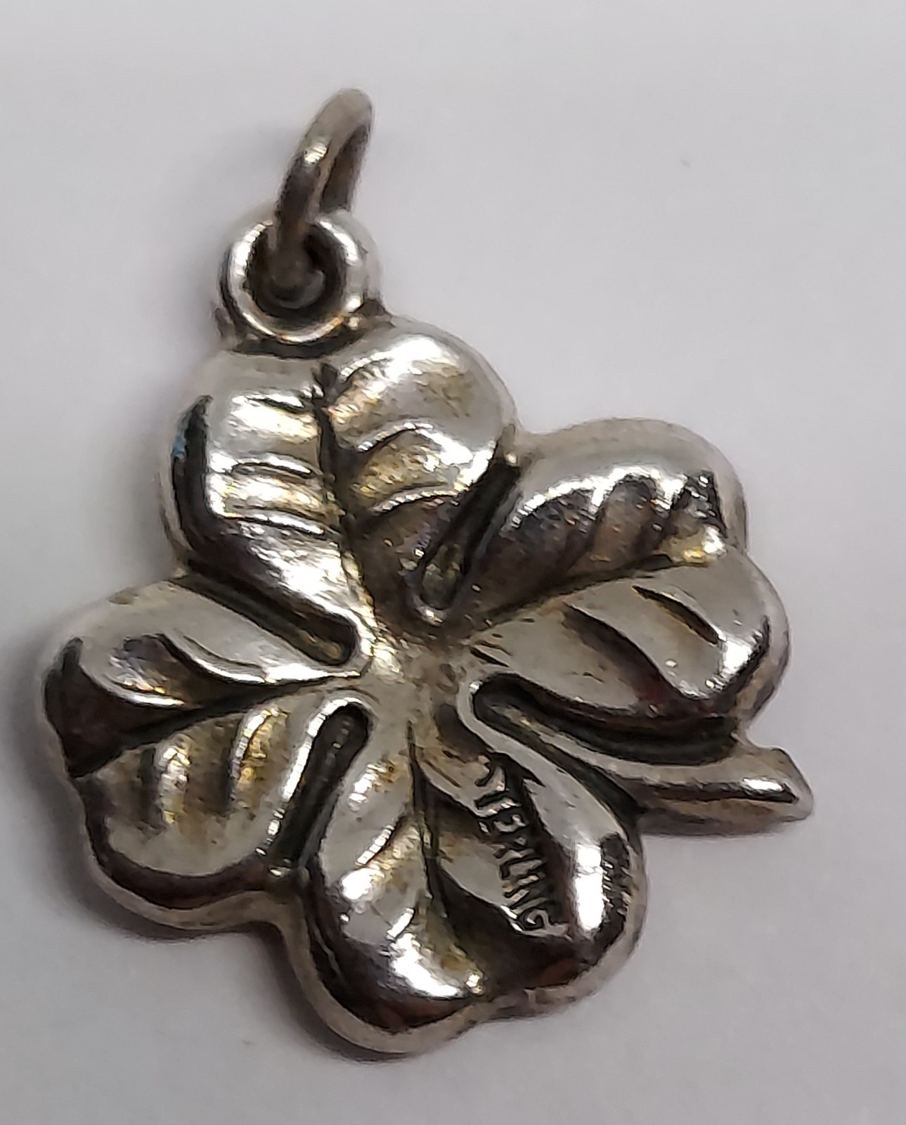 Vintage Sterling Silver Charm Shamrock lucky Clover 3D