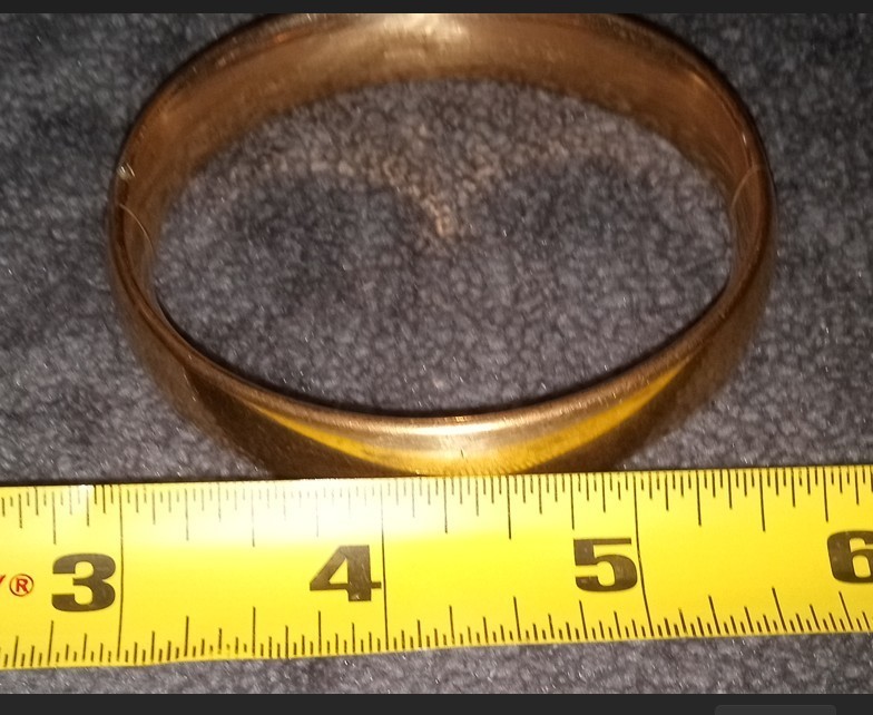 Antique Gold Filled GF Bangle Bracelet 36g, 7.5in, 1/2in Wide, Polished, Hinged