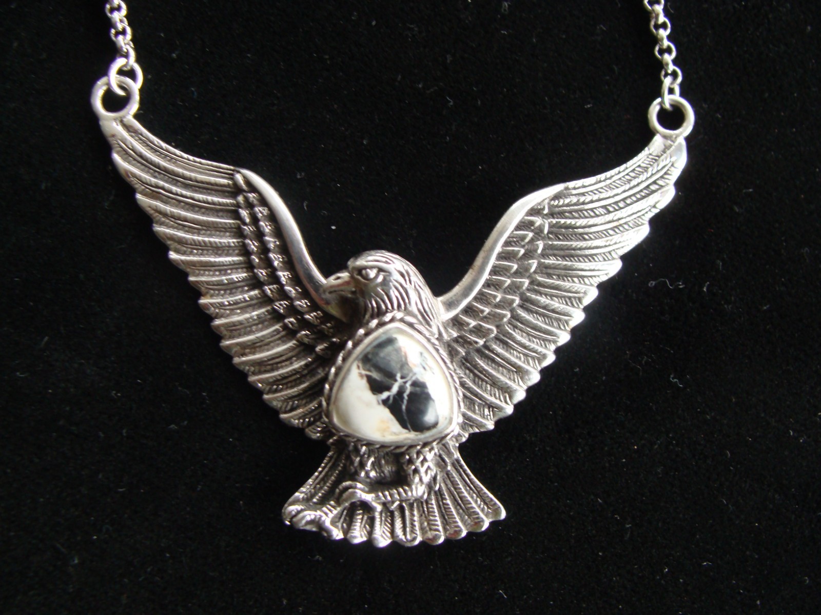 Vintage Sterling Silver Eagle Pendant & Chain Necklace Adjustable 18-21 in long
