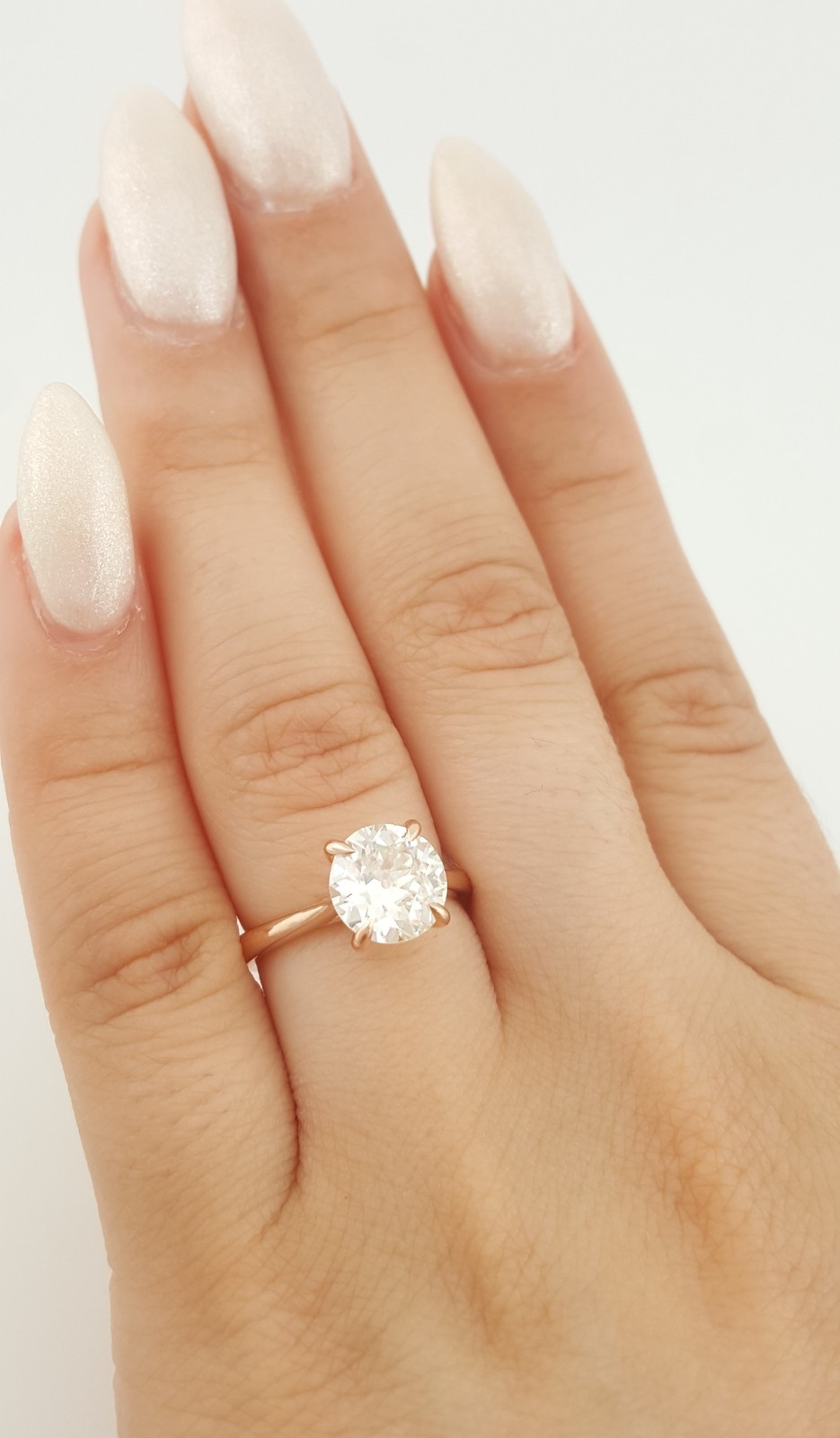 Antique Old European Cut Diamond Solitaire Engagement Ring 1.75 ct 14k Rose Gold