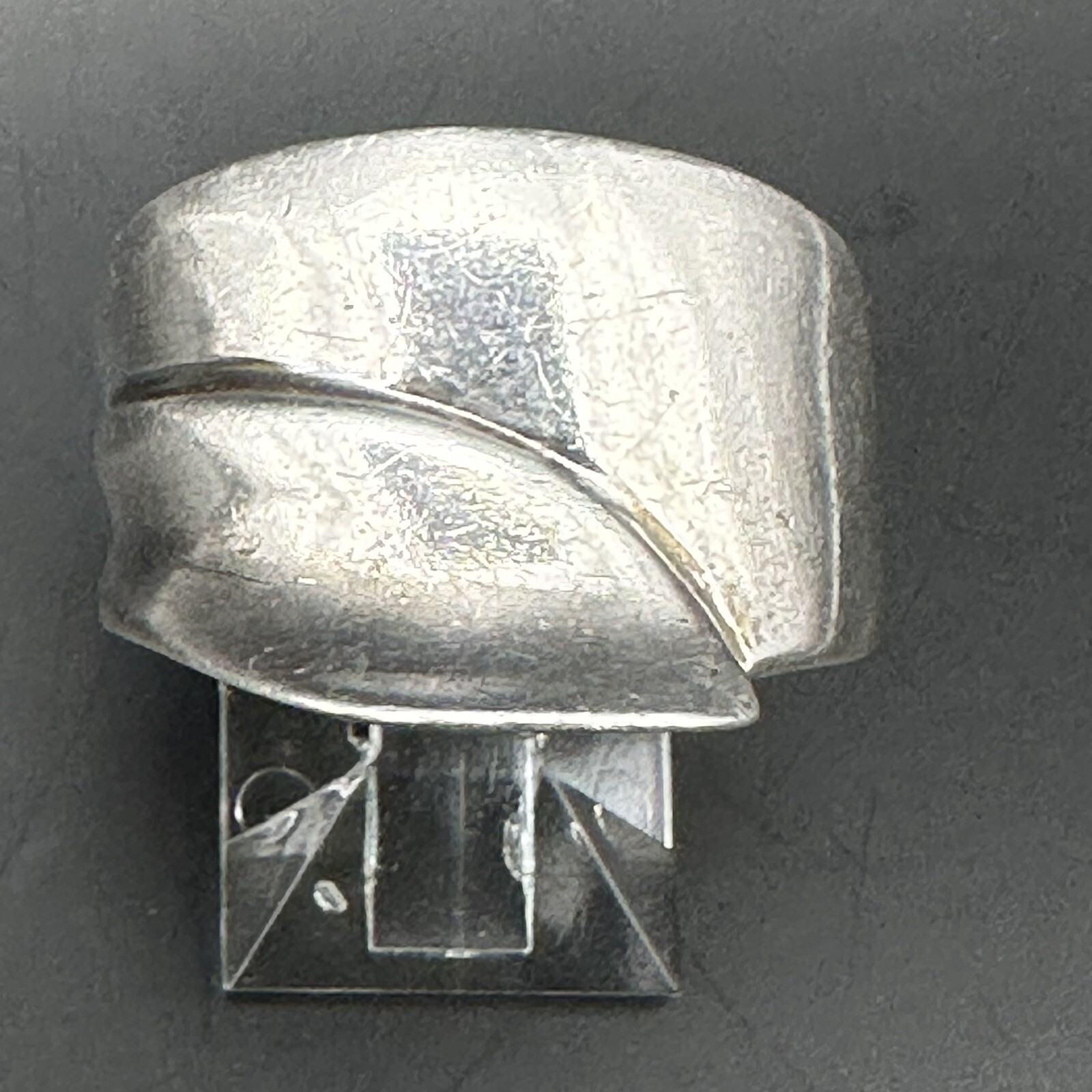 Modernist Smooth Ring Vintage Signed Italy 925 Sterling Silver Size 7.75