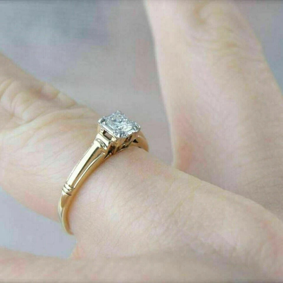 1Ct Round Cut Lab Created Diamond Women’s Proposal Ring 14K Yellow Gold Finish
