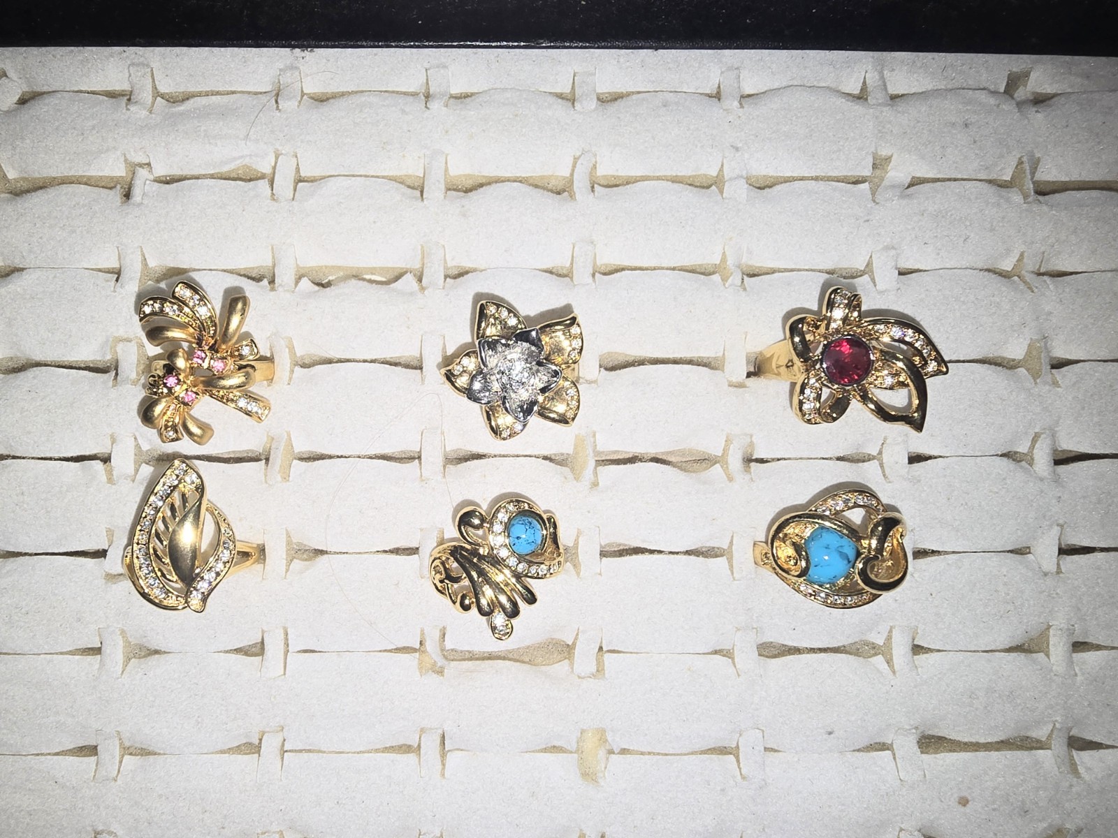 Modern Vintage 6 Piece Designer Signed/stamped Costume Ring Lot Size 7