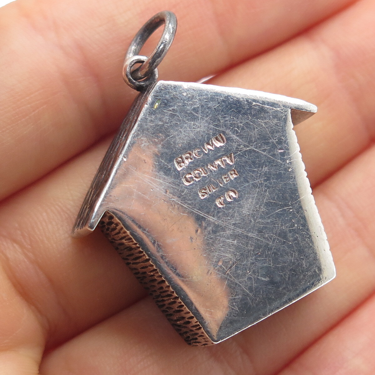 BROWN COUNTY SILVER CO. 925 Sterling Vintage Bird House 3D Pendant