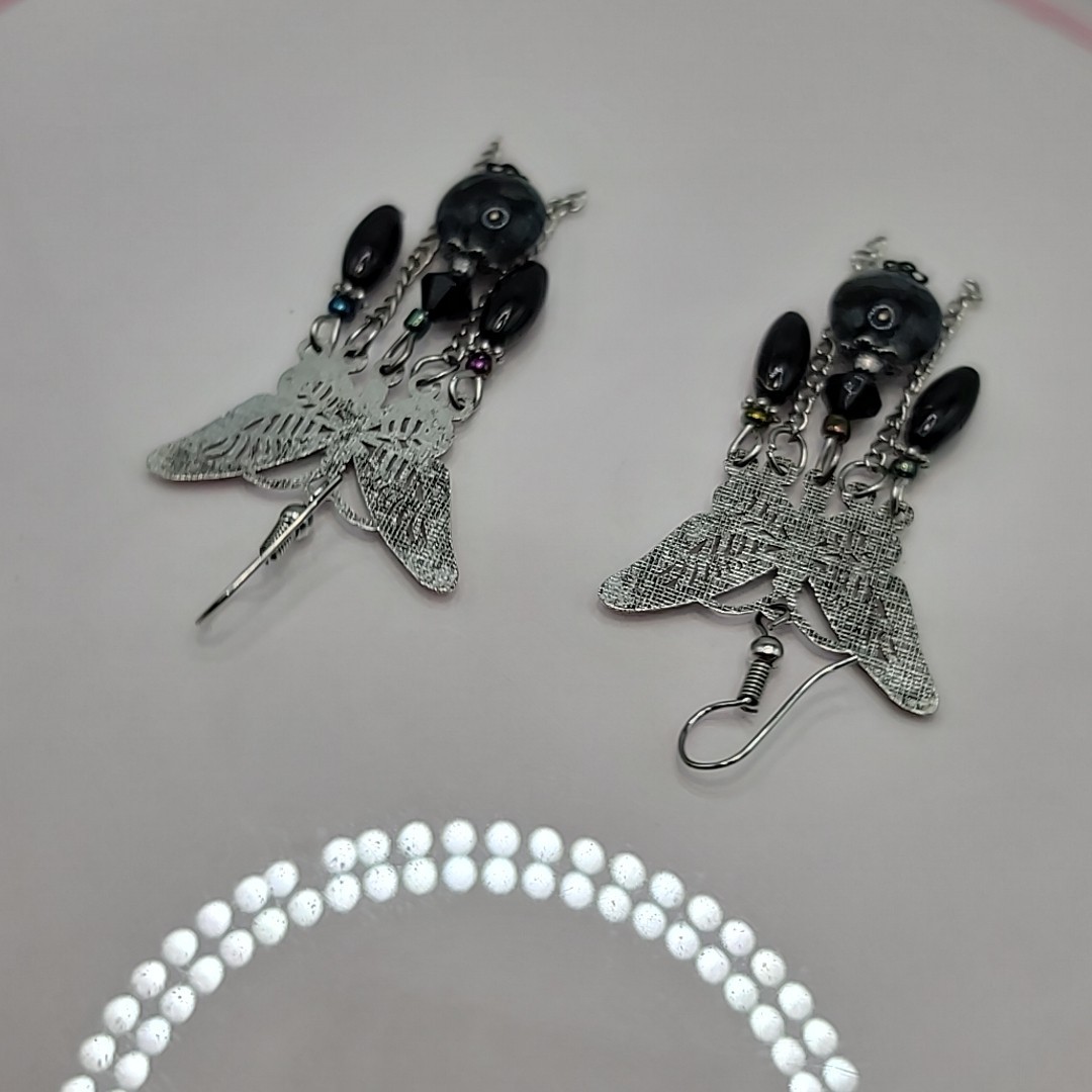 Vintage Butterfly Charm Earrings with Dangles Pierced Earrings