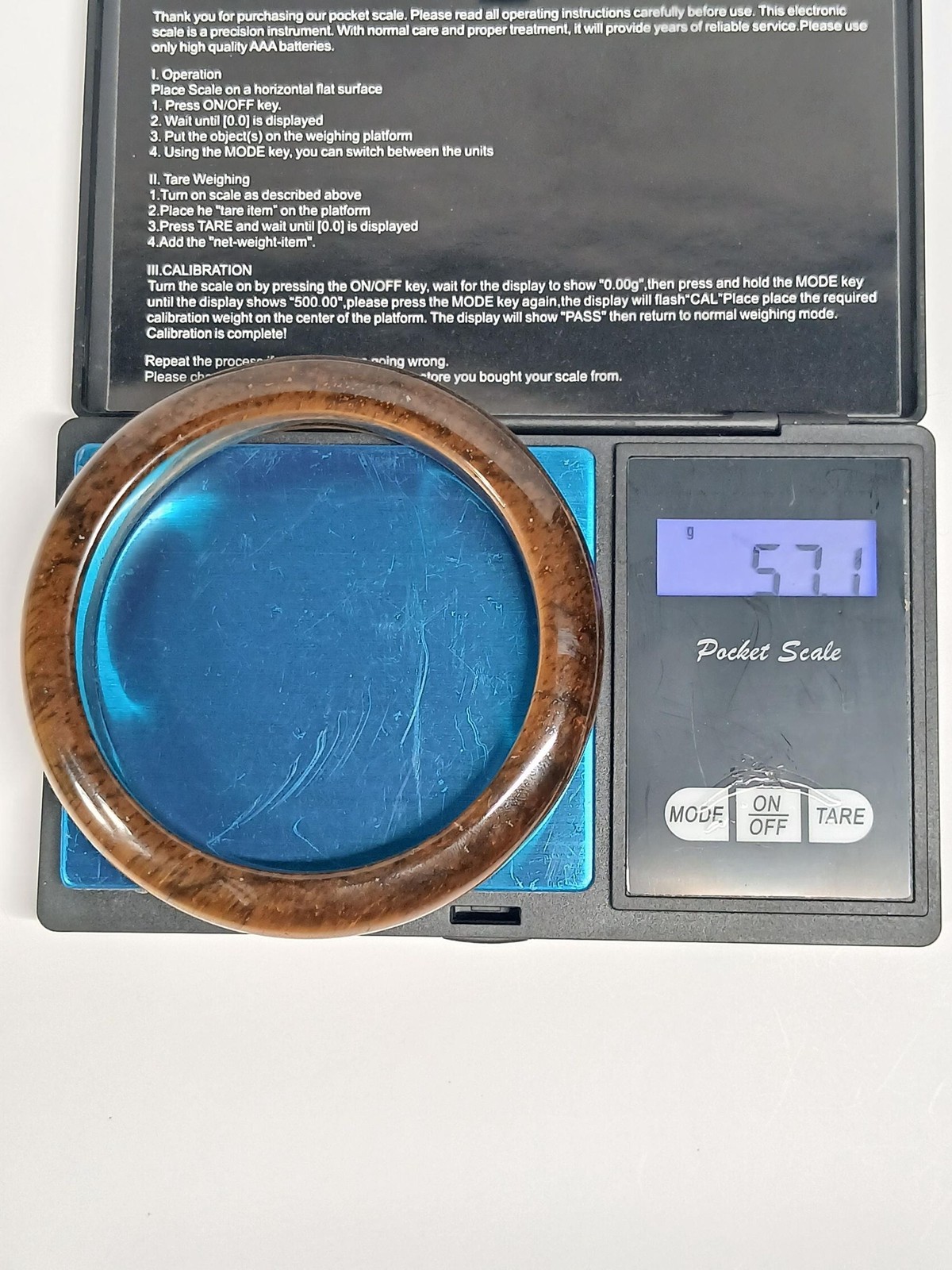 Golden Brown Jadeite Bangle 67mm Tiger Vein Pattern