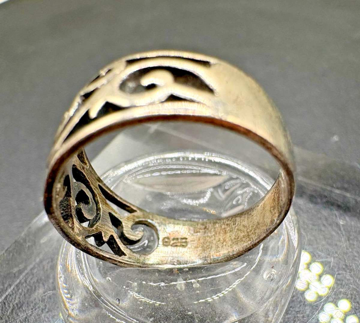 925 Sterling Silver Openwork Scroll Filigree Band Ring Size 5.5-6 Vintage 2.6g