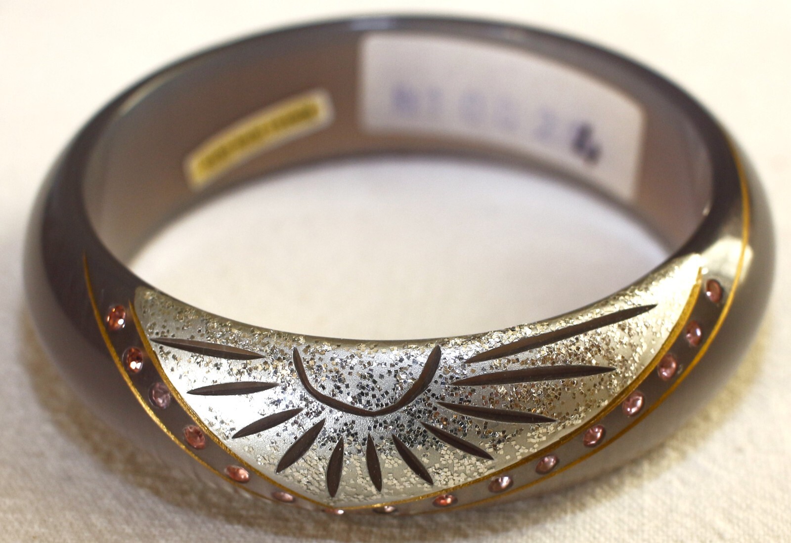 Vintage 60/70s Lot 6 New Art Deco Curved Acetate Bangles Handmade in France