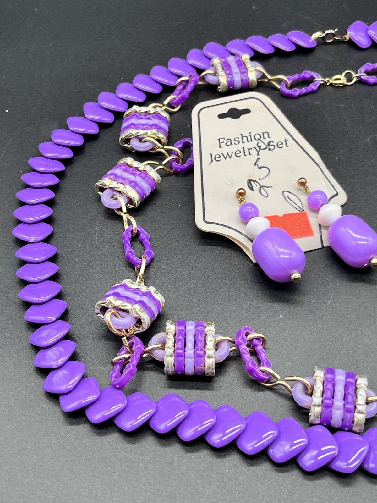 Lot Purple 1980s Jewelry – Necklaces & Earrings (Pierced & Clips)
