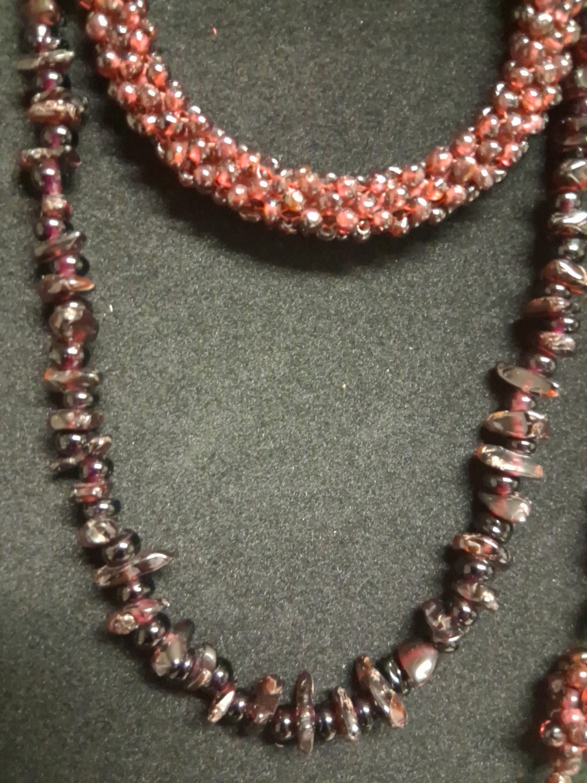 Vintage Bohemian Garnet Necklace, Natural Garnet & Bohemian Garnet Bracelet Lot