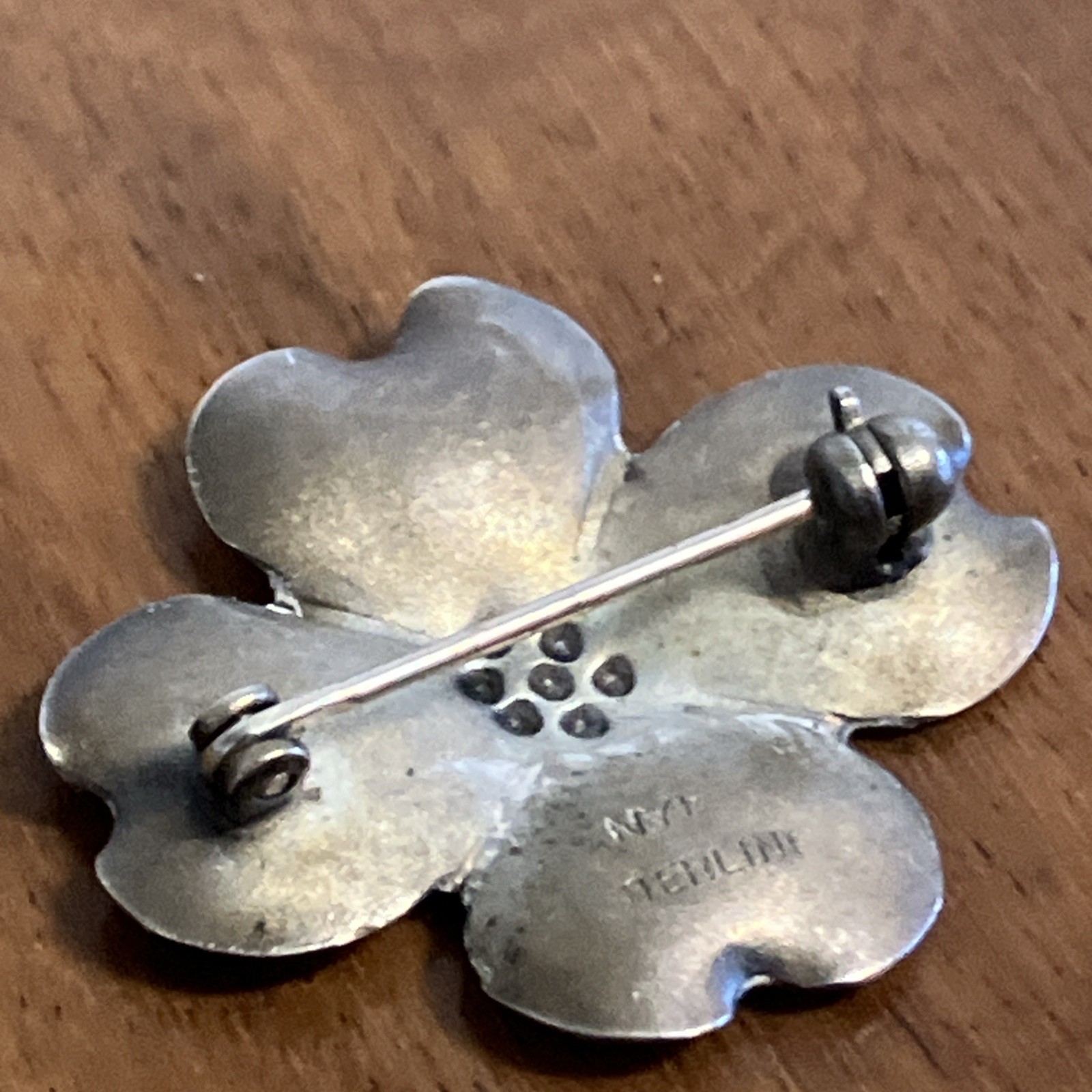 Vintage Stuart Nye Sterling Silver Hand Crafted Dogwood Flower Pin Brooch 1940s