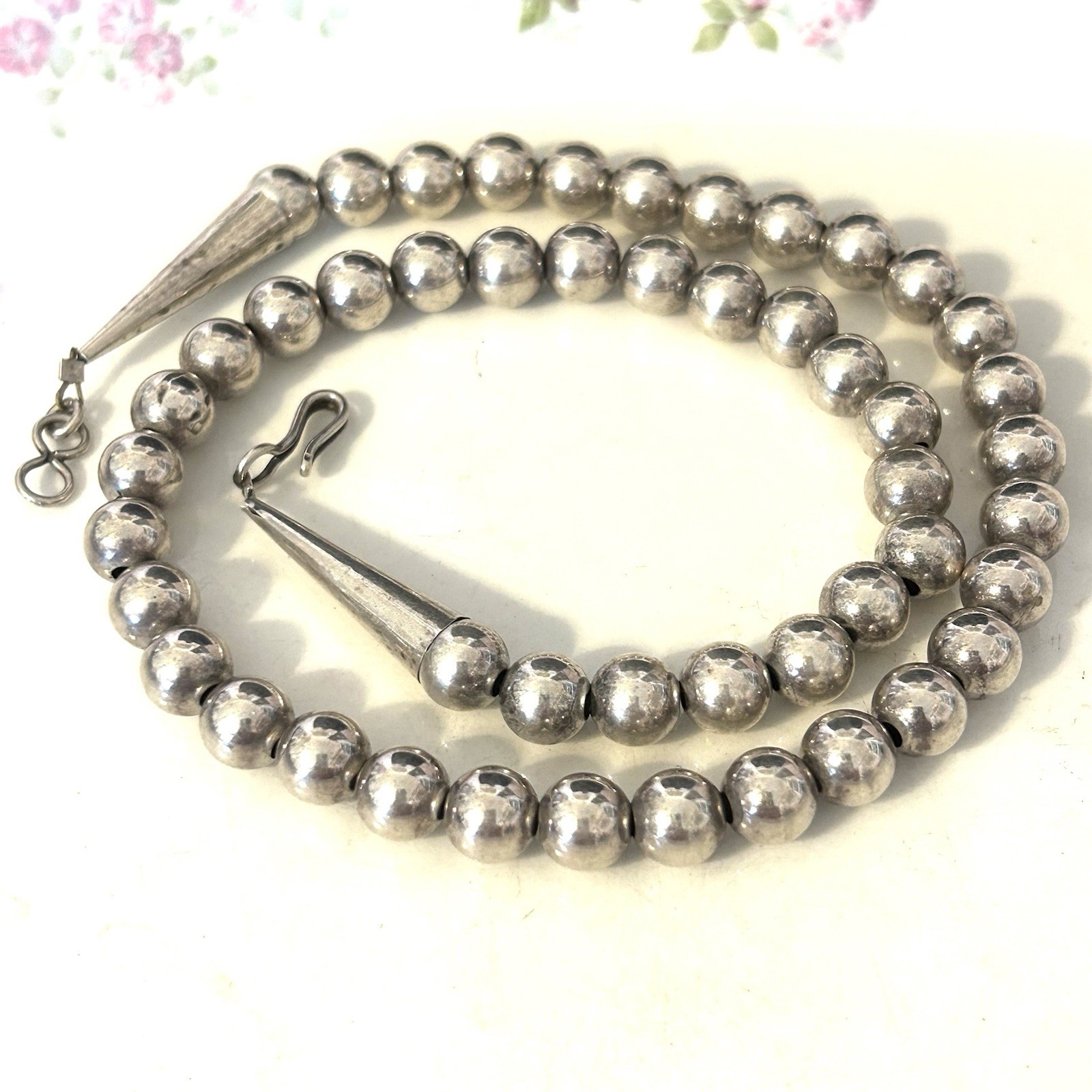 Vintage 925 Sterling Silver Necklace Southwestern Ball Bead Statement 18”