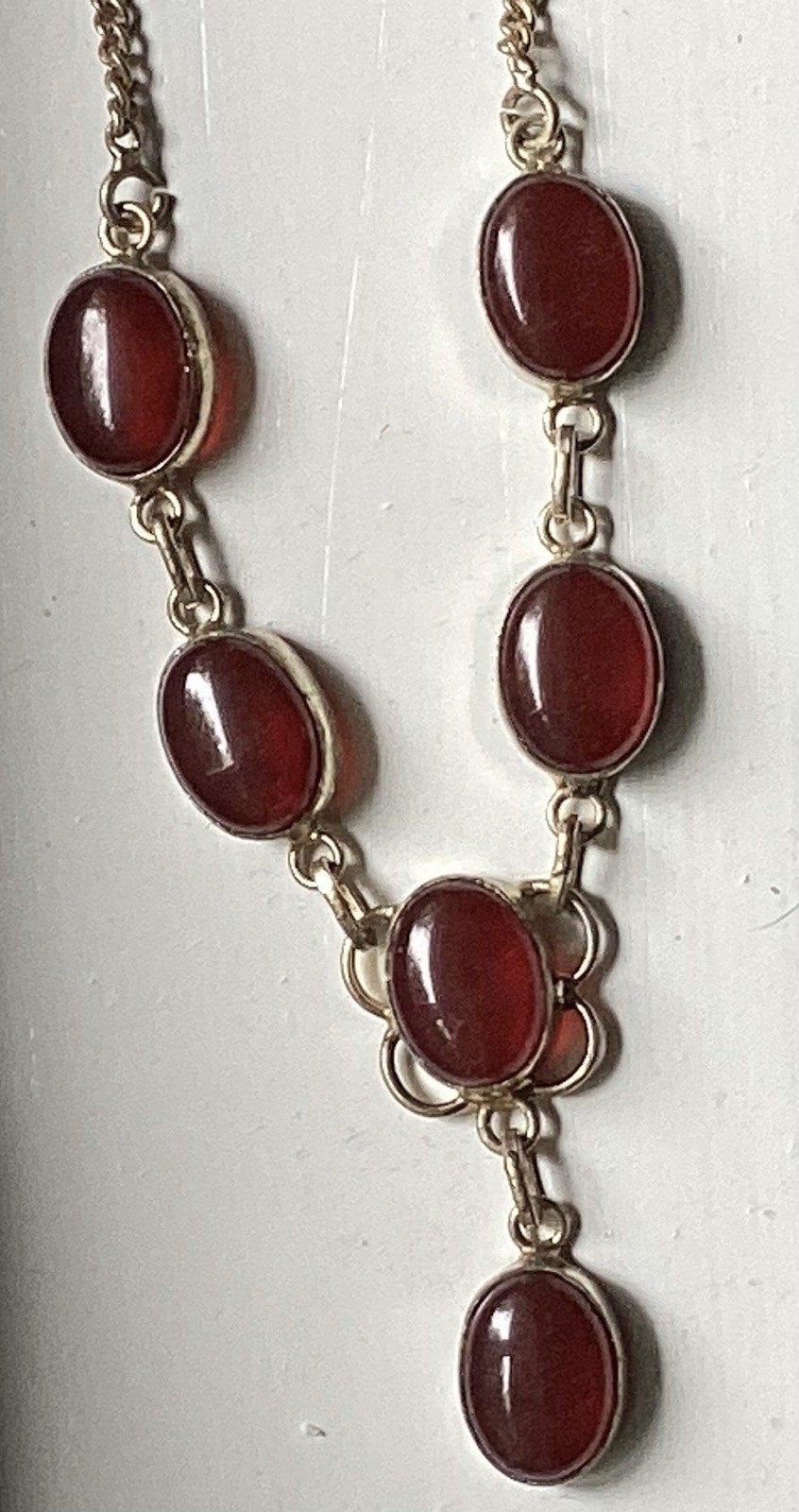Vintage Neckless Cornelian 925 Silver Chain 19 Inch In The Gift Box